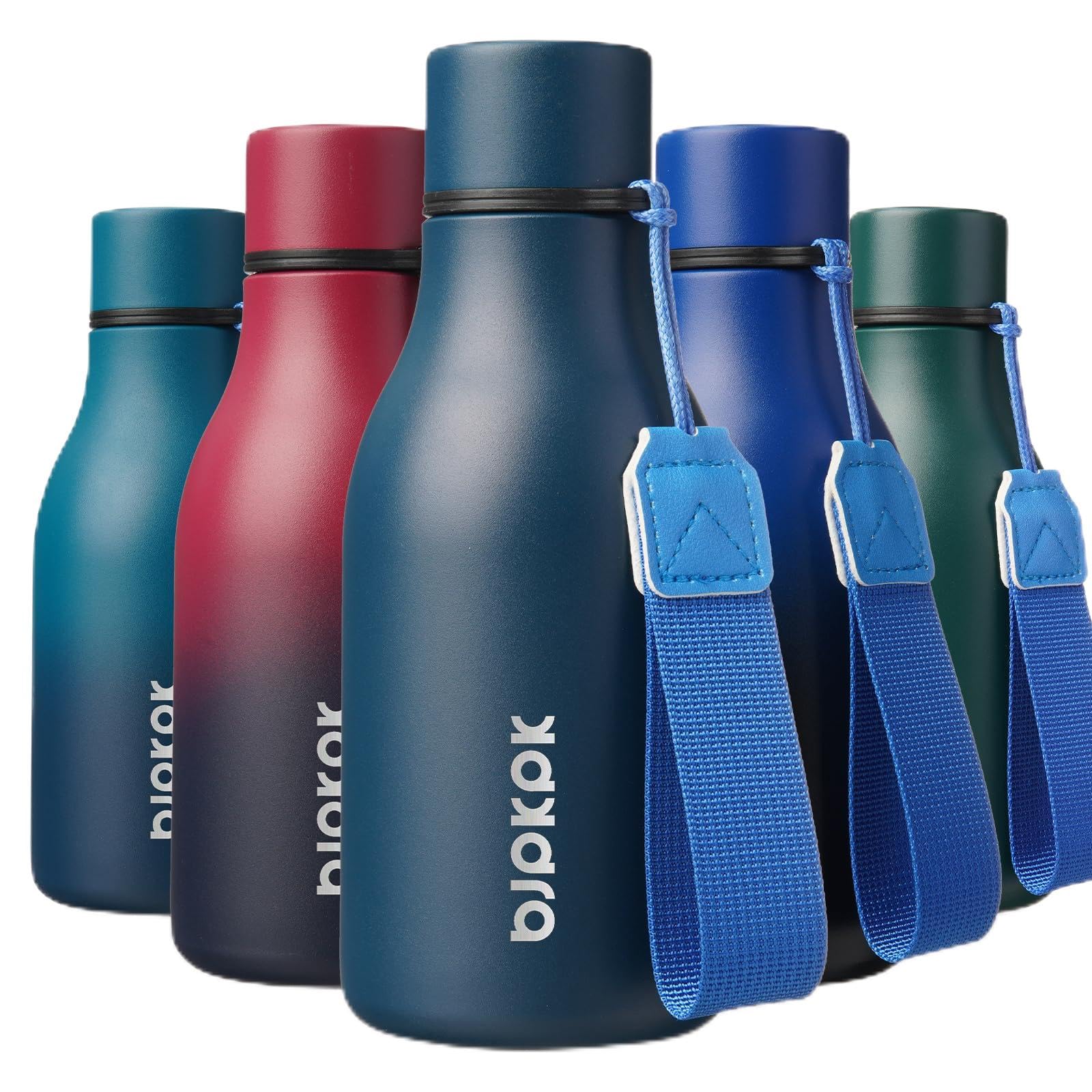 BJPKPK 12oz Insulated Water Bottle, Stainless Steel Bottle with Carry Strap | Keep Cold &amp; Hot Vacuum Insulation, Leak-Proof BPA-Free Design, Slim Bottle Fits Most Cup Holders for Gym, Office &amp; Travel