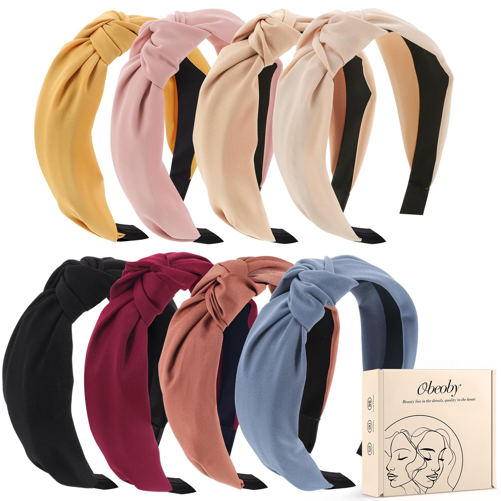 obeoby 8Pcs Knotted Headbands, Fashion Women's Hairbands Pink Series Valentines Day Gifts for Women