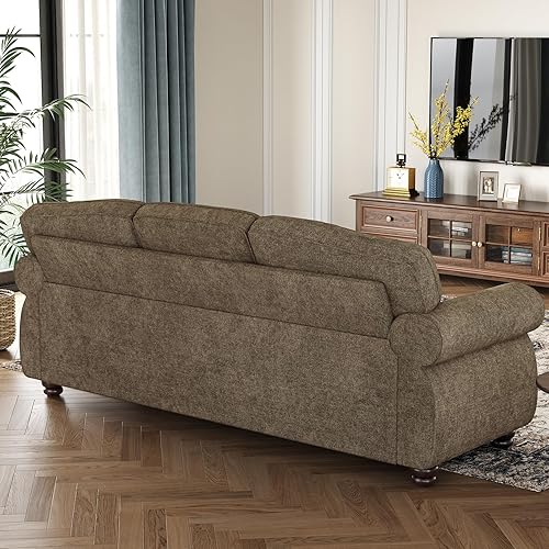 Miniatura 5 de ONBRILL Sofá con ribete de clavos de 90 pulgadas para sala de estar, sofá con asiento enrollado de 23 pulgadas de profundidad, cómodo sofá tapizado