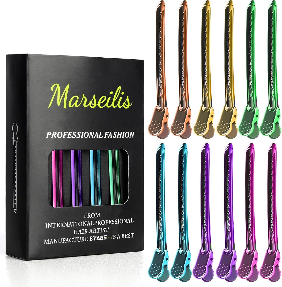Metal Hair Clips for Styling, Set of 12 Professional Hair Styling Clips, Hairstylist Essentials - Extra Tight & Durable Ideal Gift Choice for Stylists and Girls (6-multicolor)