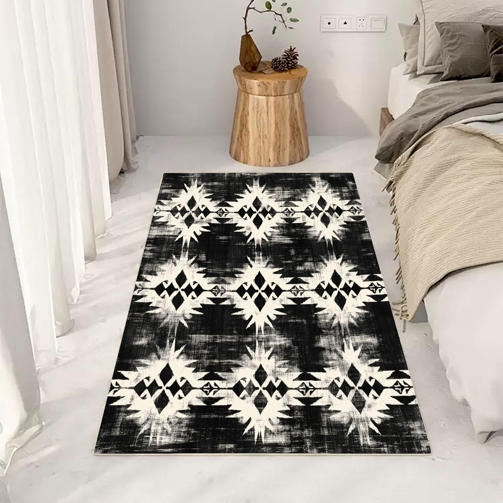 Tapis géométrique diamant 120x160 cm de sol traditionnel ethnique doux