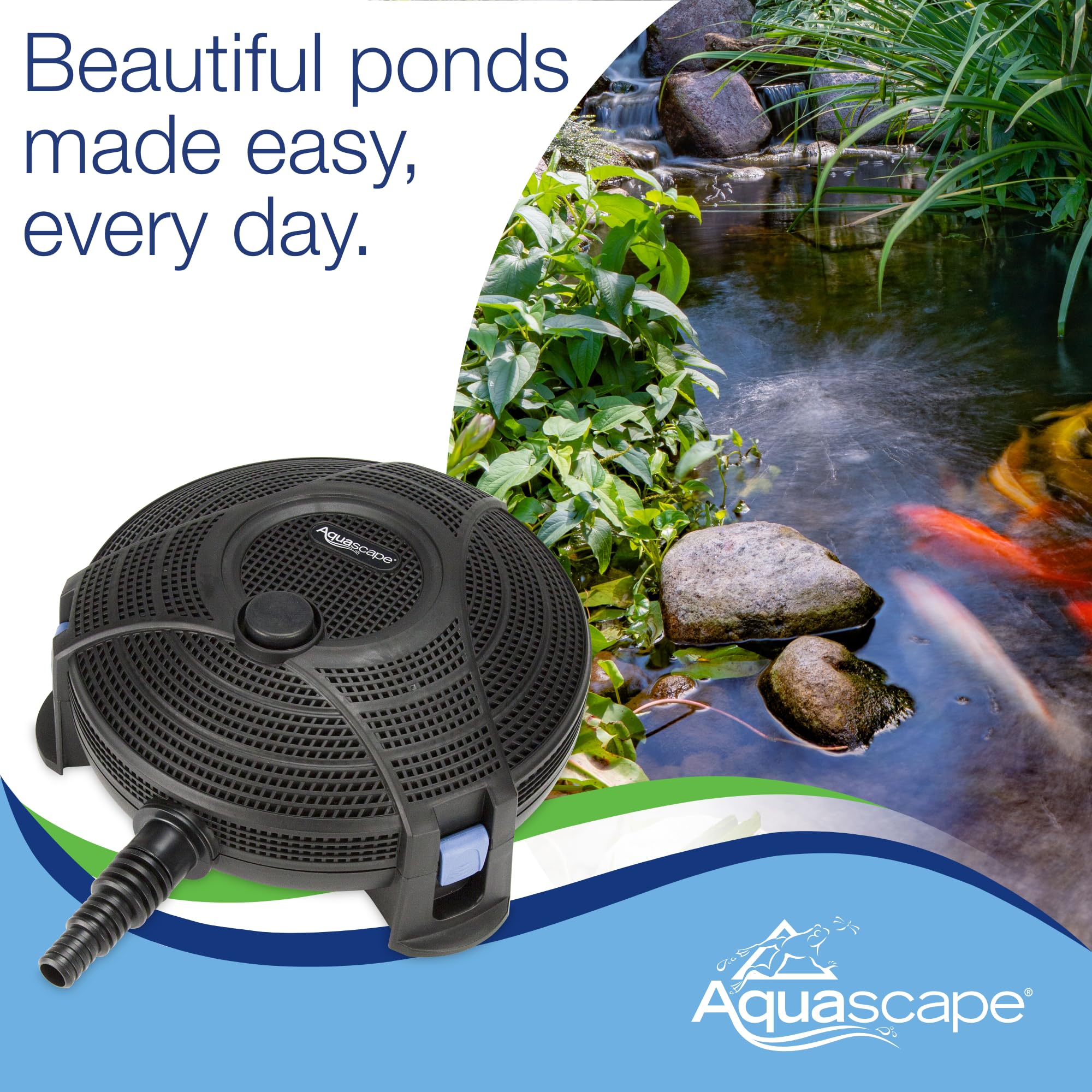 Aquascape Filtro de Agua Sumergible para Estanque | 95110, Negro, Pieza pequeña de tubería o Accesorio roscado de 3/4 Pulgadas