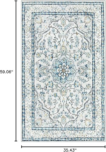 Miniatura 63 de Lahome Alfombras orientales lavables de 3 x 5 pies, antideslizantes, ultrafinas, suaves, de estilo bohemio para dormitorio, alfombra tradicional