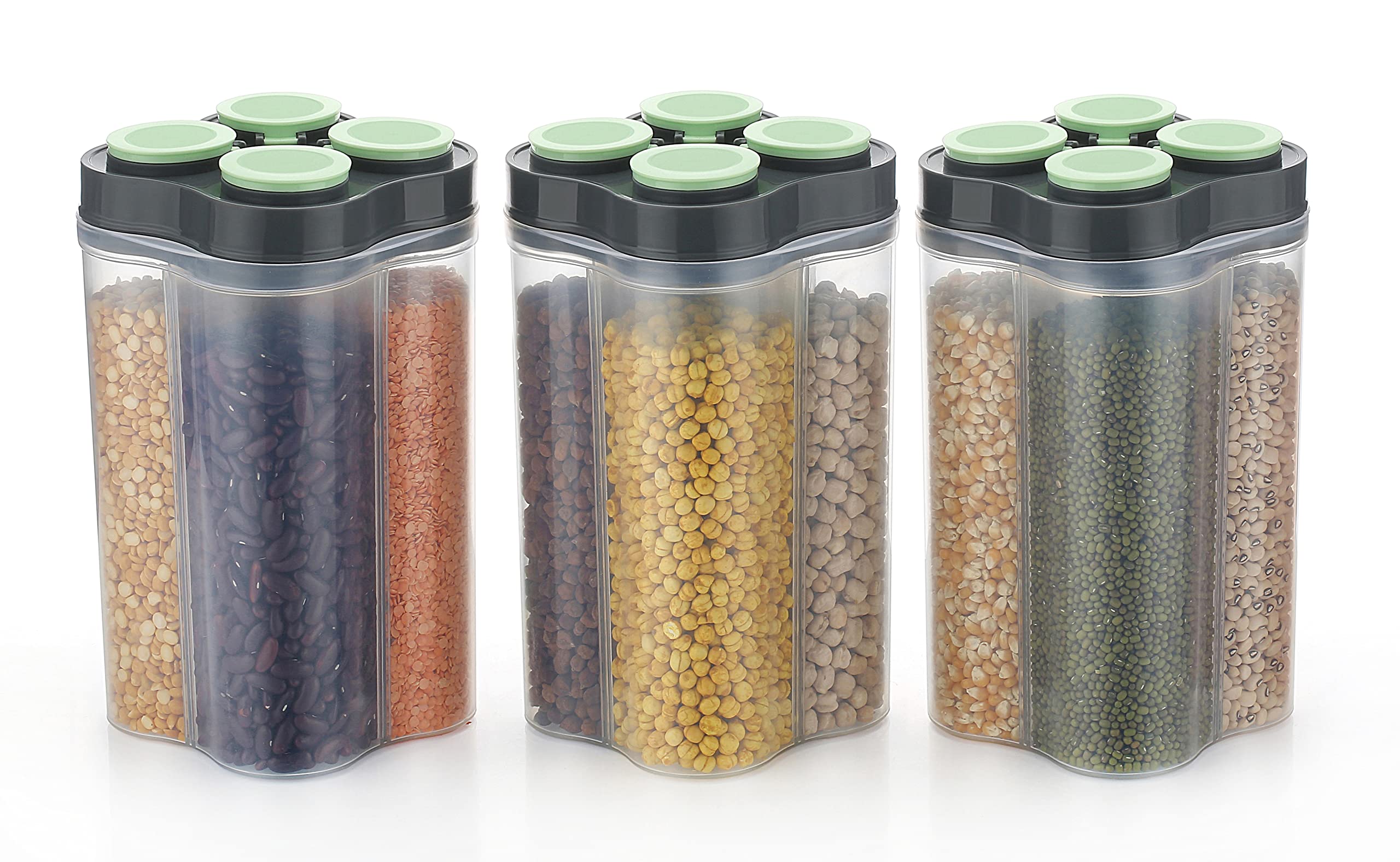 Wincy 4 Section Container Jar for Grocery, Fridge Container (2500ML,Pack Of 3) (PISTA) (B0BSTYCFZ2) Amazon Price History, Amazon Price Tracker