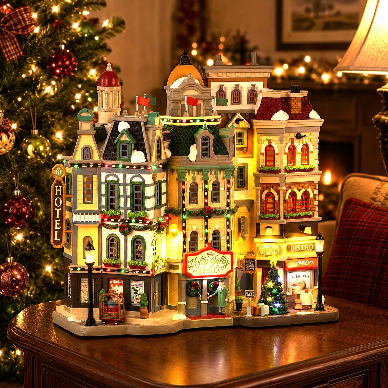 Lemax 35028 Village de Noël The Holly Jolly Hôtel à Piles LED