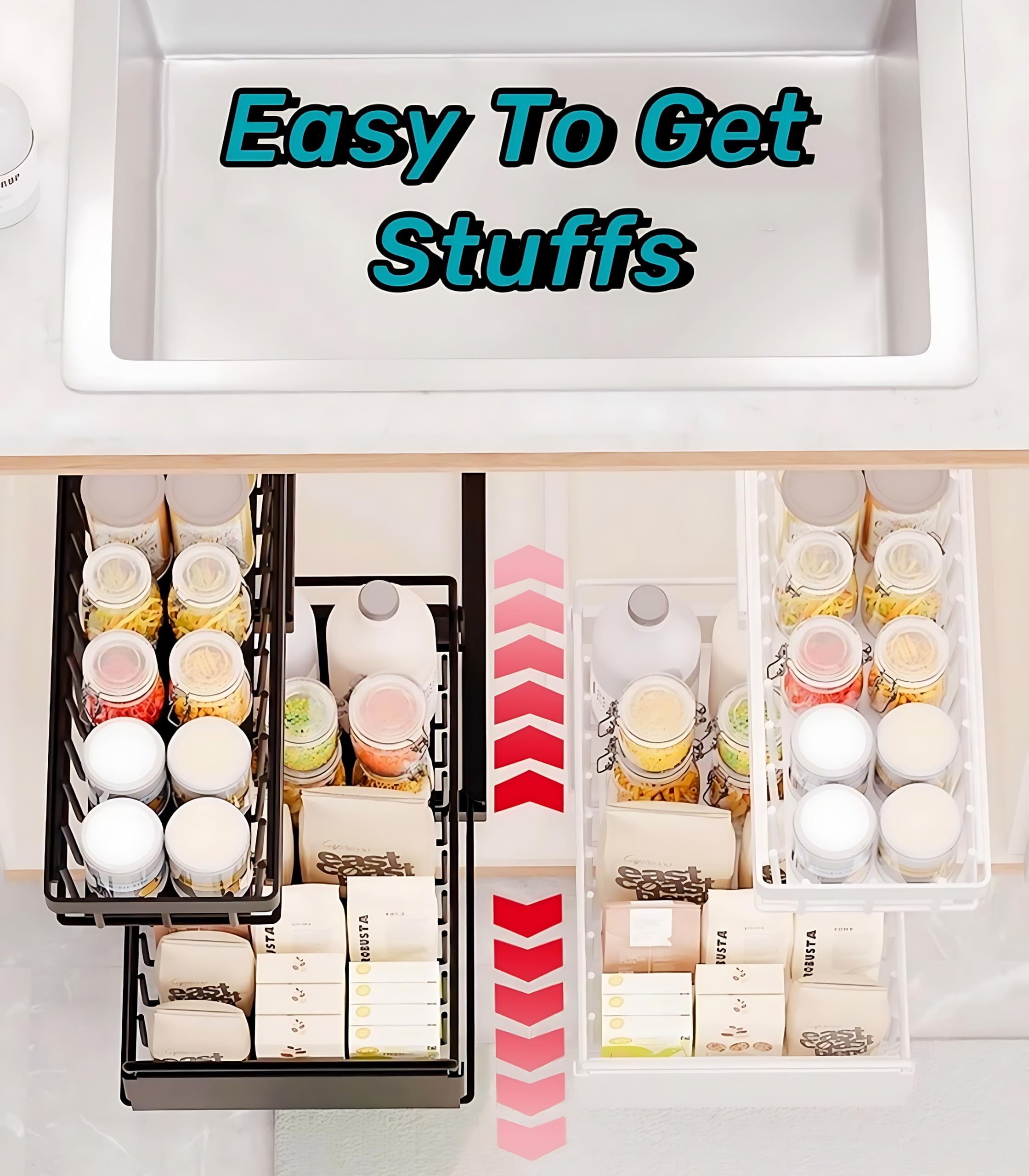 Organizador Para Debajo Del Fregadero, Organizador De Gabinete De Cocina  Extraíble De Metal Con Cajón Deslizante,, image size:2240x2560