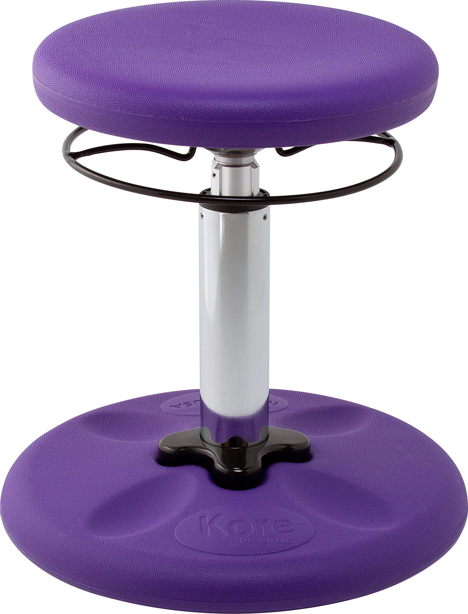 Kore Kids Adjustable Height Standard Wobble Chair - Flexible Seating Stool for Classroom, Elementary School, ADD/ADHD - Assembled in The USA, Purple (14in-19in)