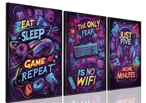 Yolbcdr Gaming Room Wall Decor Neon Video Game Quote Canvas