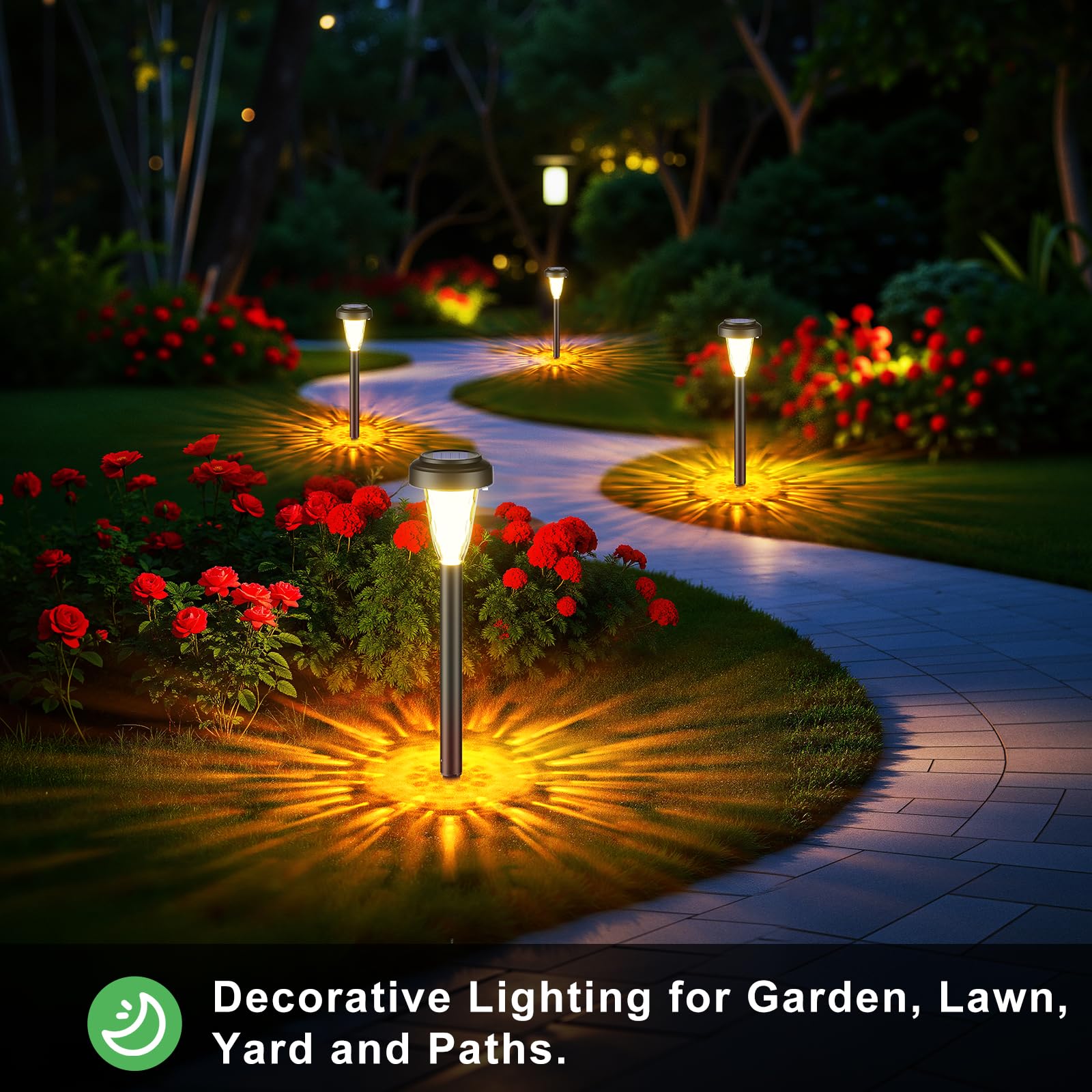 FIFlying Lámpara Solar Exterior para Jardín 8 Piezas, 2 Modos Blanco Cálido Luces Solares Exterior Jardín, IP65 Impermeable Luces Solares LED Exterior para Jardín, Patio, Césped, Entrada, Pasarela - 4