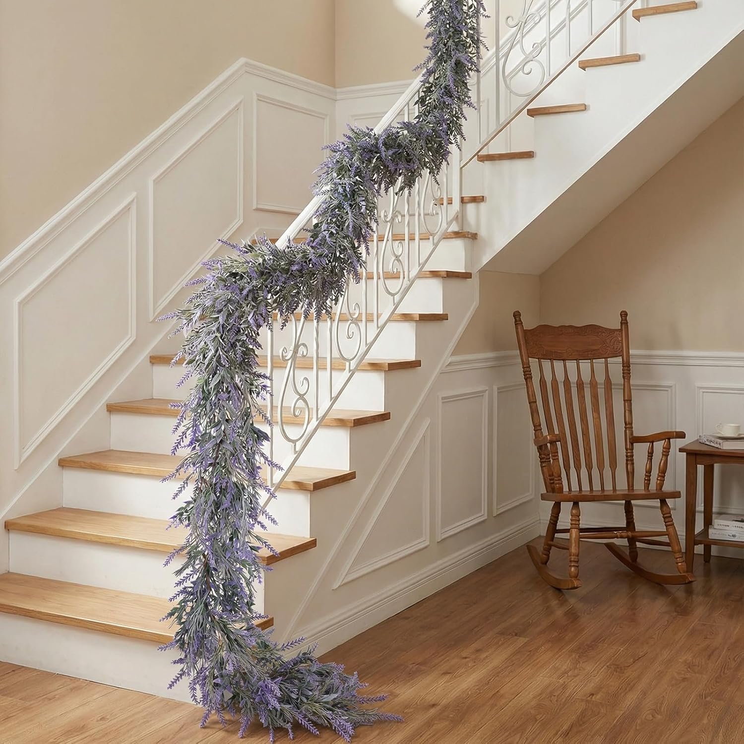 Zythrem 6.2Ft Artificial Lavender Garland Purple Lavender Flower Vine Spring Garland for Mantle Decorating All Year Round Farmhouse Wedding Arch Home Decor Porch Decorations