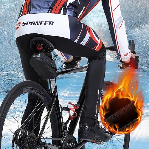 Miniatura 5 de Pantalones de ciclismo para hombre, mallas de compresión para bicicleta de carretera, pantalones de ciclismo de invierno con acolchado a prueba de
