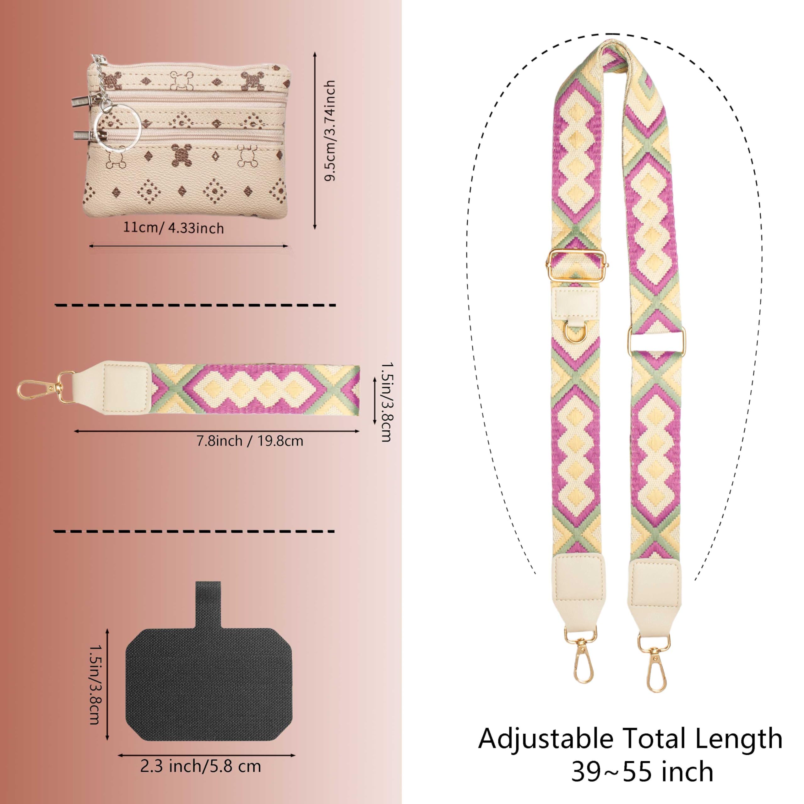 Clip and Go - Tracolla per telefono con portafoglio e cordini per cellulare, da donna