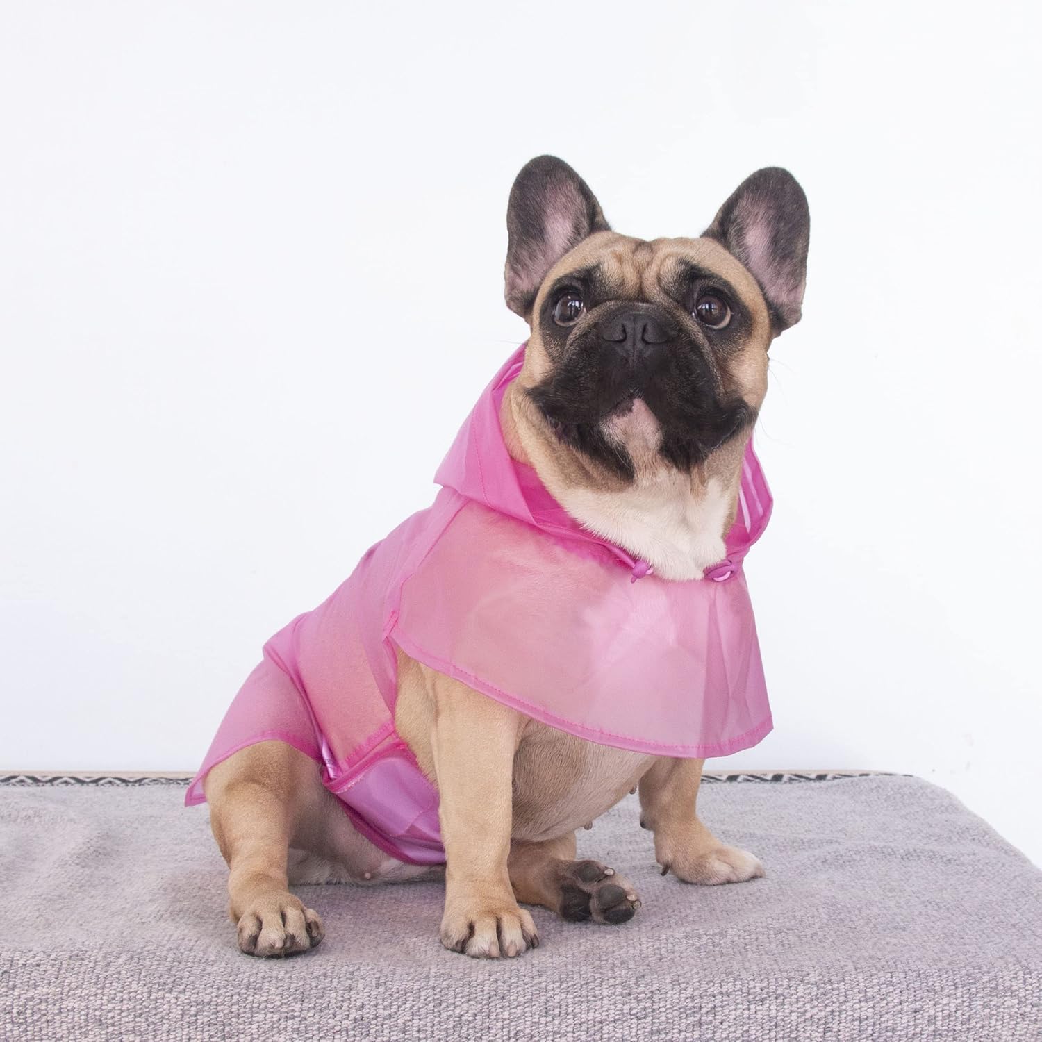 iChoue French Bulldog Raincoat Frenchie Pitbull Rain Coat Jacket Poncho Packable Waterproof Adjustable with Reflective Straps Lightweight for Short Thick Medium Dogs (Pink, L)