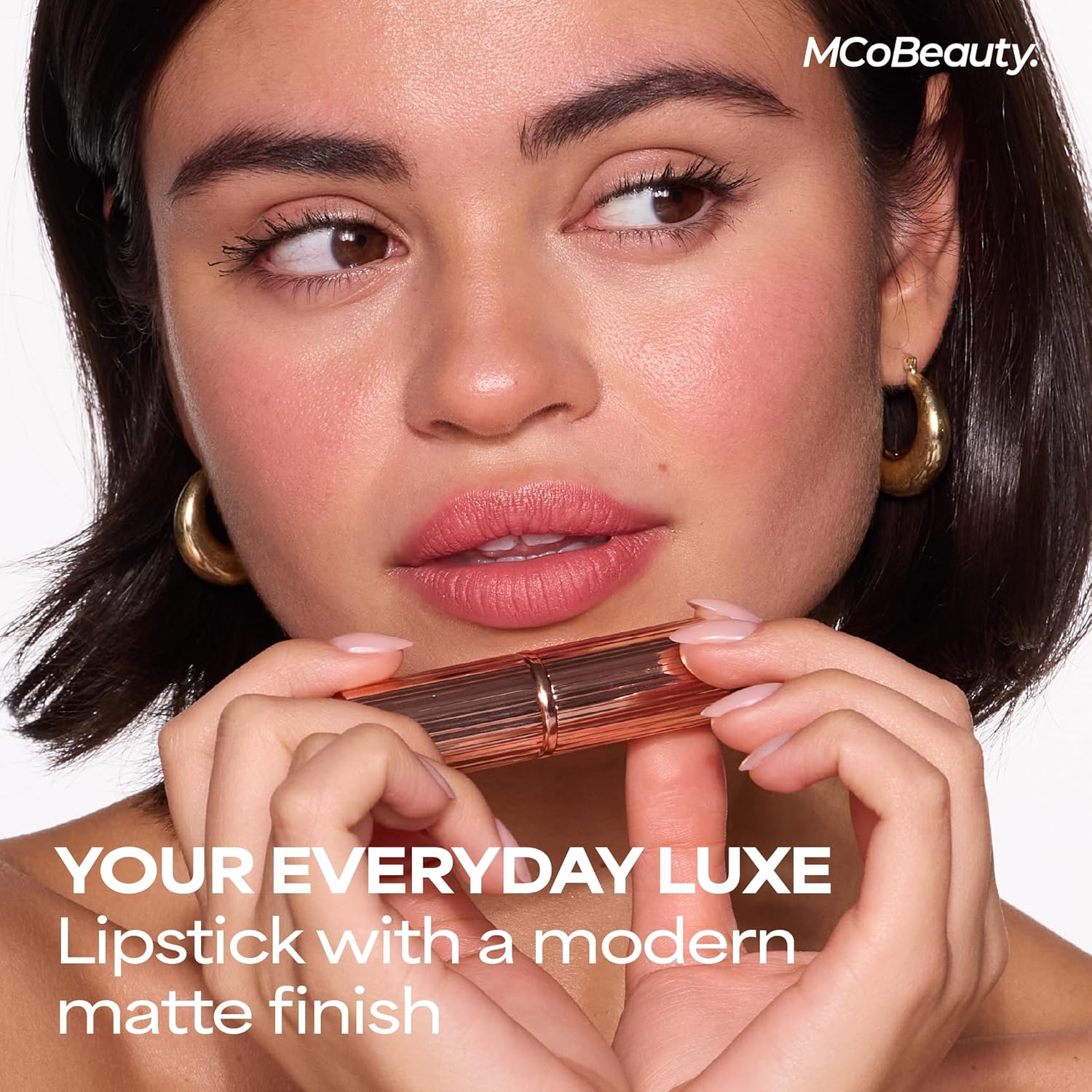 MCoBeauty - Crème Matte Luxe Lipstick - Cheeky Chat, Nude Pink Shade - Long-Lasting Hydrating Soft Matte - Creamy High-Pigment Full Coverage Bullet Lipstick - Vegan & Cruelty Free Lip Color | Creamy Matte Finish, Velvety-Soft Formula, Long-Lasting, All Day Hydration, Square Tip Bullet, Vegan & Cruelty Free - Image 6