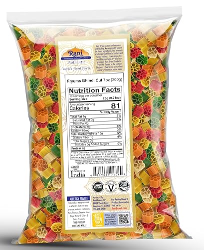 Miniatura 3 de Rani Far Far  Fryums Pellet de trigo y tapioca Forma de Bhindi 7oz 200g  Vegano sin cocinar utilizado para hacer papá bhungra  fritas