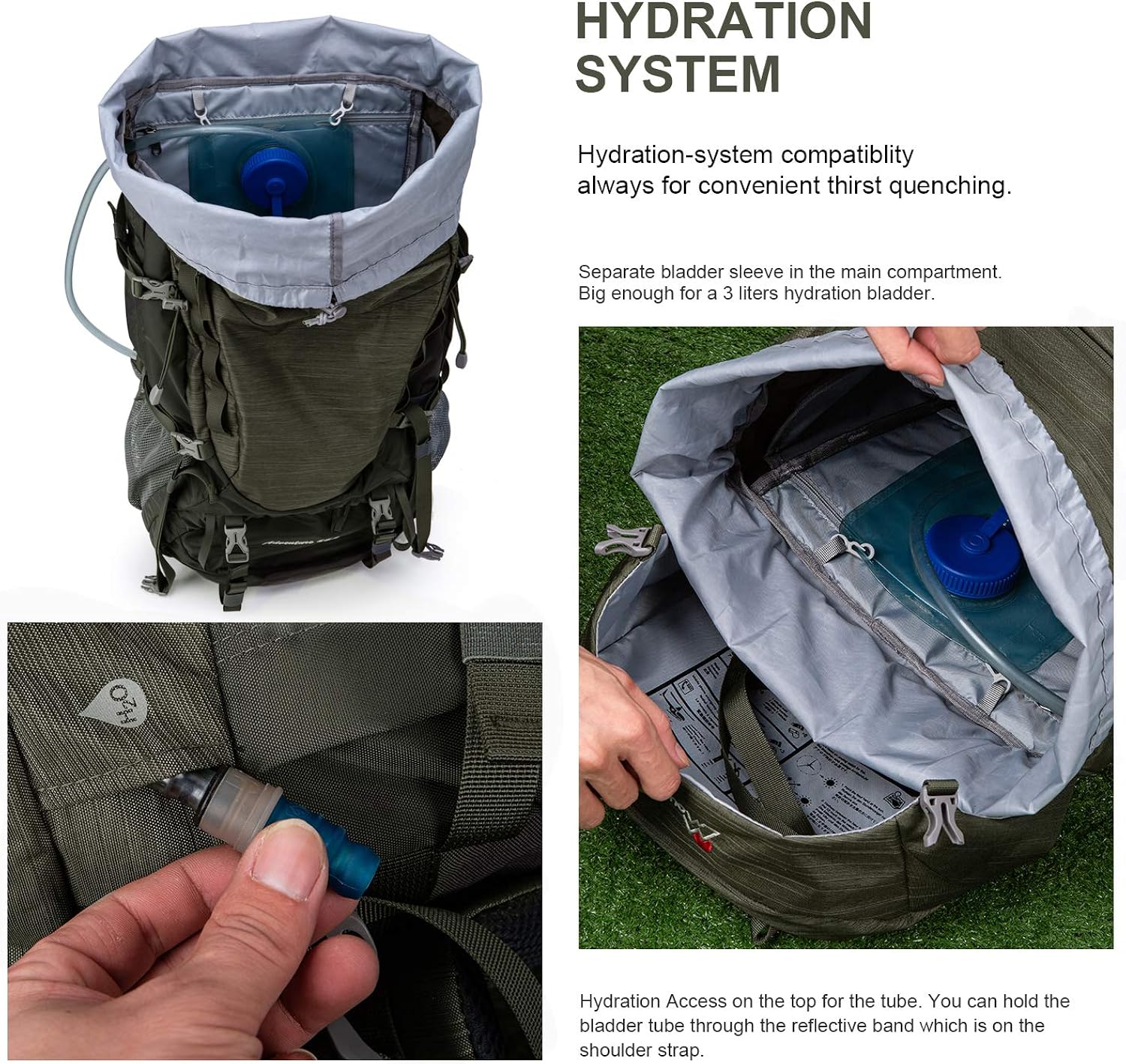 MOUNTAINTOP 55L Hiking Internal Frame Backpack Backpacking for Men with Rain Cover : Sports & Outdoors