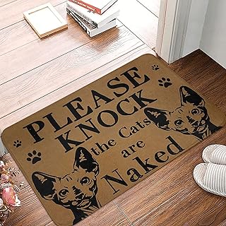St. Patrick's Day Doormat Please Knock The Cats are Naked Doormat Indoor for Entryway,Welcome Mats for Front Door Easter Welcome Carpet Floor Mats Porch Rugs 16x24 in