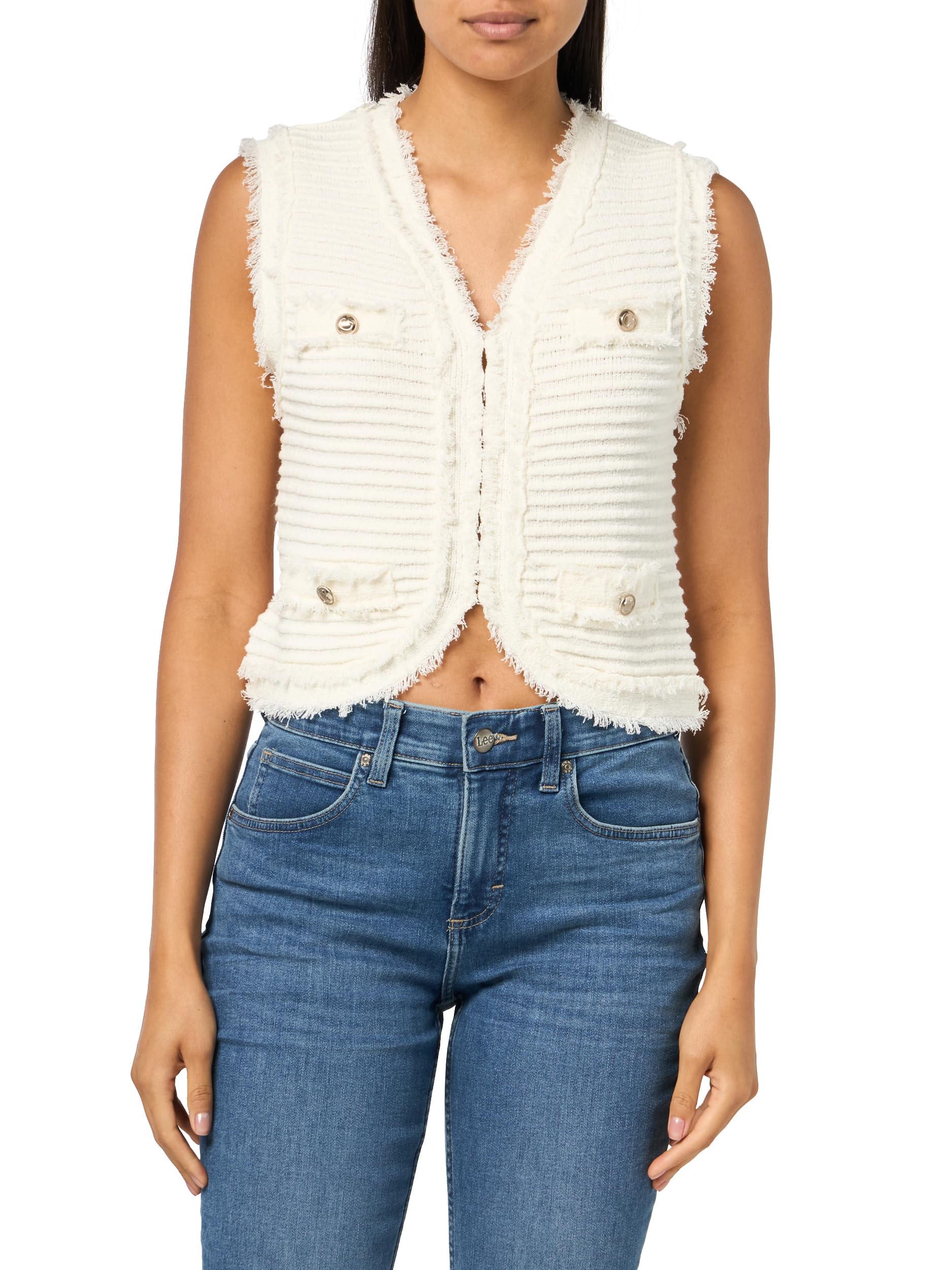 GUESS Womens Eco Sleeveless Malina Boucle Ottoman Vest