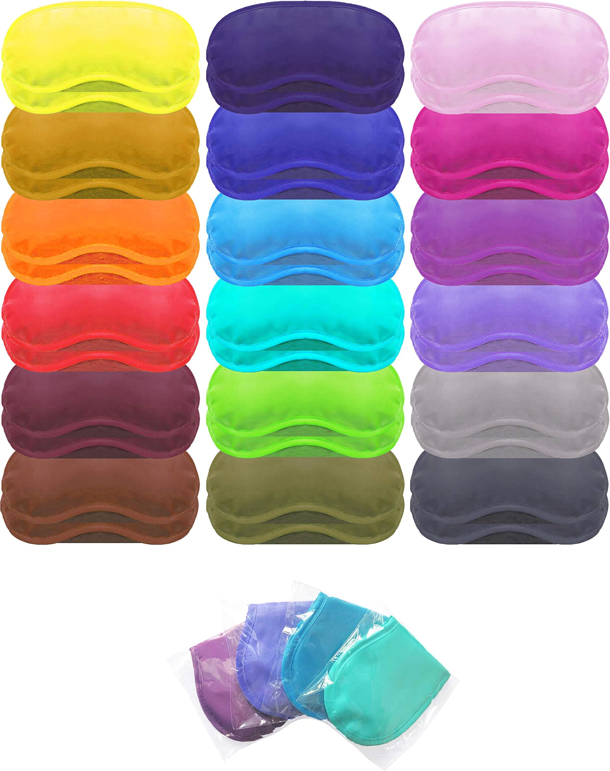 Eye Mask Sleep Masks Pack of 36 PorsMing Sleeping Mask Blindfold Eye Cover Team Building Games Party with Nose Pad and Adjustable Strap for Women Men Kids 4 Layers Colors (18 Color 36 Pieces)