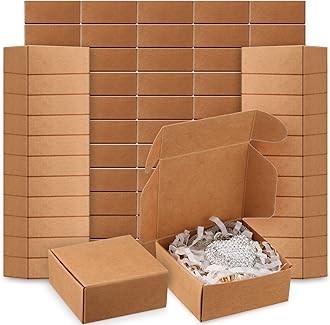 200 Pcs Small Kraft Paper Gift Boxes Bulk 2.16'' x 2.16'' x 0.98'' Ornaments Cardboard Boxes with Lid for Favor Earring Jewelry Bracelet(Kraft Color)