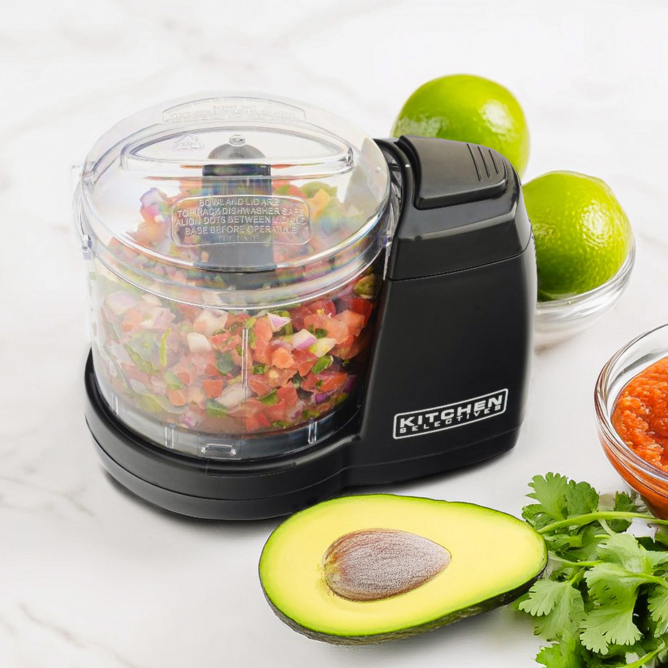 Mini picadora de Select Brands - Mini picadora eléctrica de alimentos para electrodomésticos de cocina - Cuenta con piezas aptas para lavavajillas - Picadoras, picadoras y dados - 2