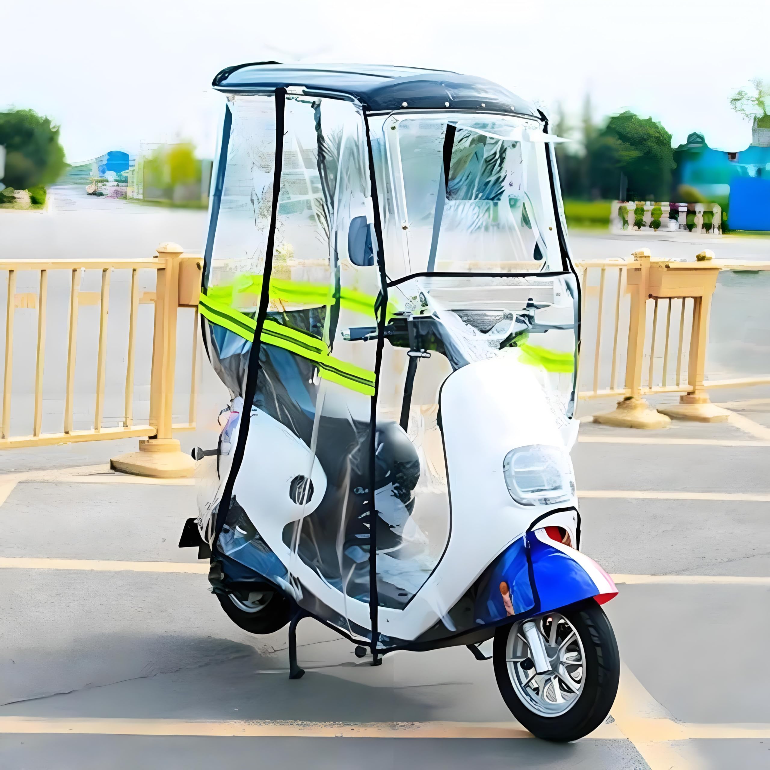 Universelle Regenüberdachung Für Elektrische Fahrräder, Vollständig Geschlossener Transparenter Vorhang Für Motorroller, Sonnenschutz-regenschutz Für Mobilitätsrol(Size:Rückspiegel,Color:Weiß)