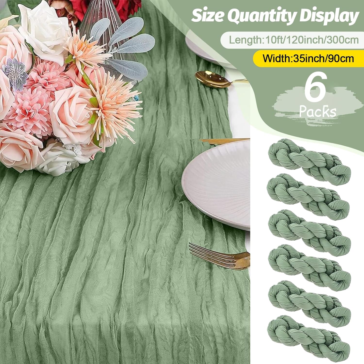 LeapBeast Table En étamine Vert,Chemin De Table En Mousseline