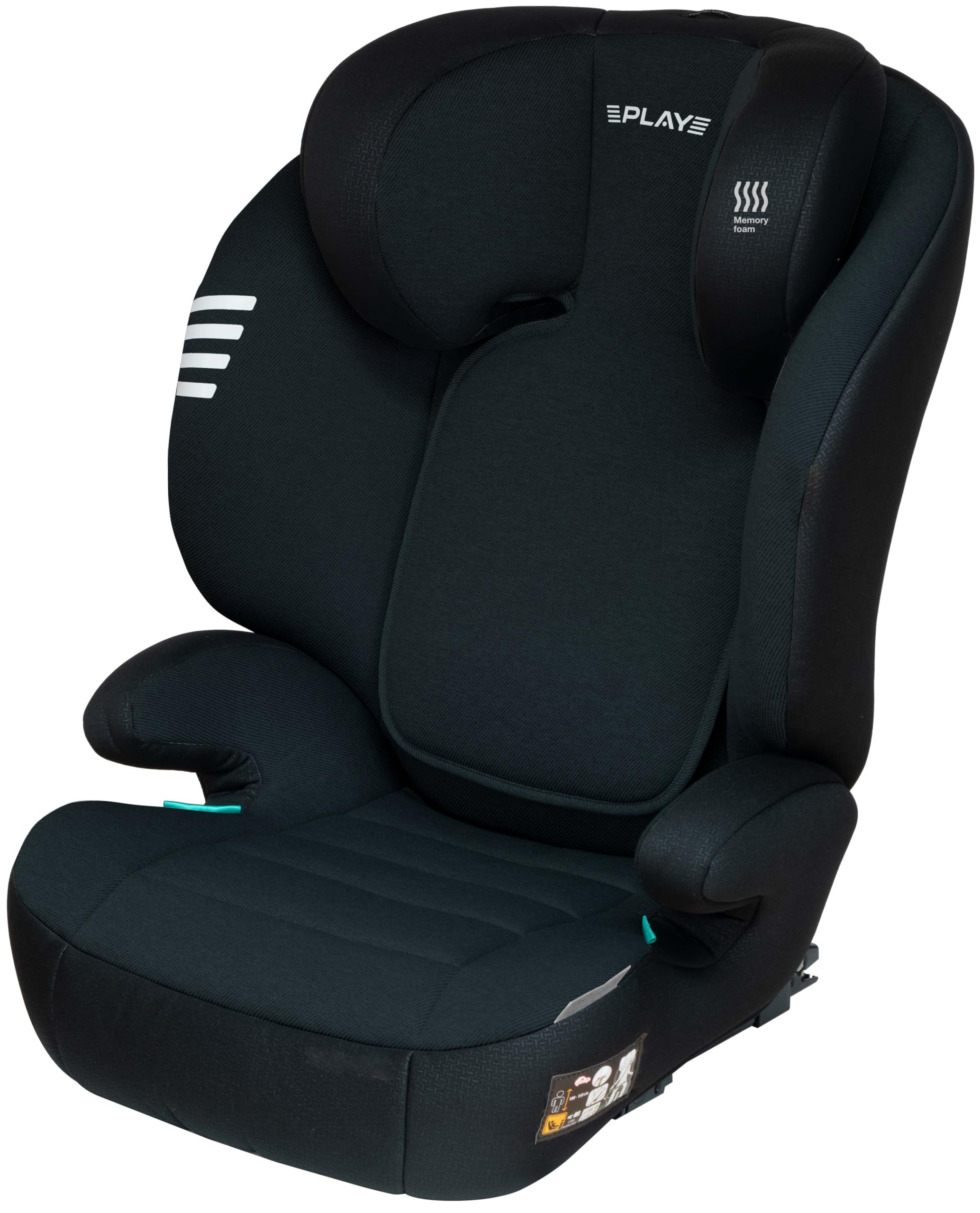 PLAY Silla de coche Two I Size con isofix, grupo 2/3 para niños de 3 a 12 años o altura 100-150 cm, black eagle