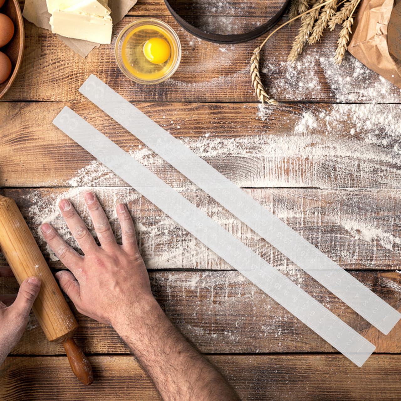 SHOWERORO Paire Règles Équilibrage Pâte - Guides Rouleau Pâtisserie Gradués Pour Biscuits Et Fondant