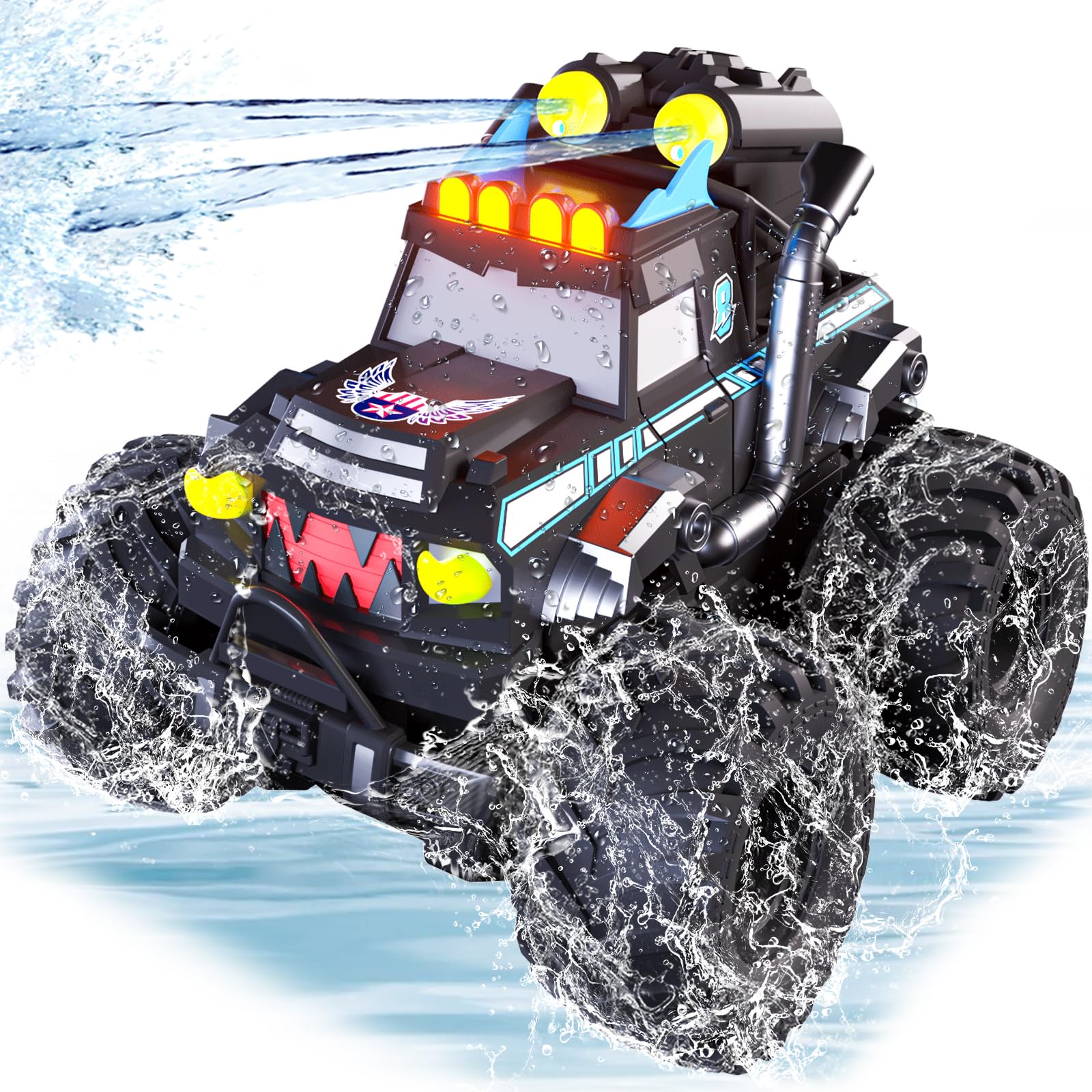 Monstertruck, Ferngesteuerter Monstertruck Ferngesteuert mit Licht, 360°Drehung Monster Truck, Aufrechtes Gehen, Gehen auf dem Kopf, 1:16 2,4GHz Amphibienfahrzeug Ferngesteuertes Auto ab 6 8 Jahre