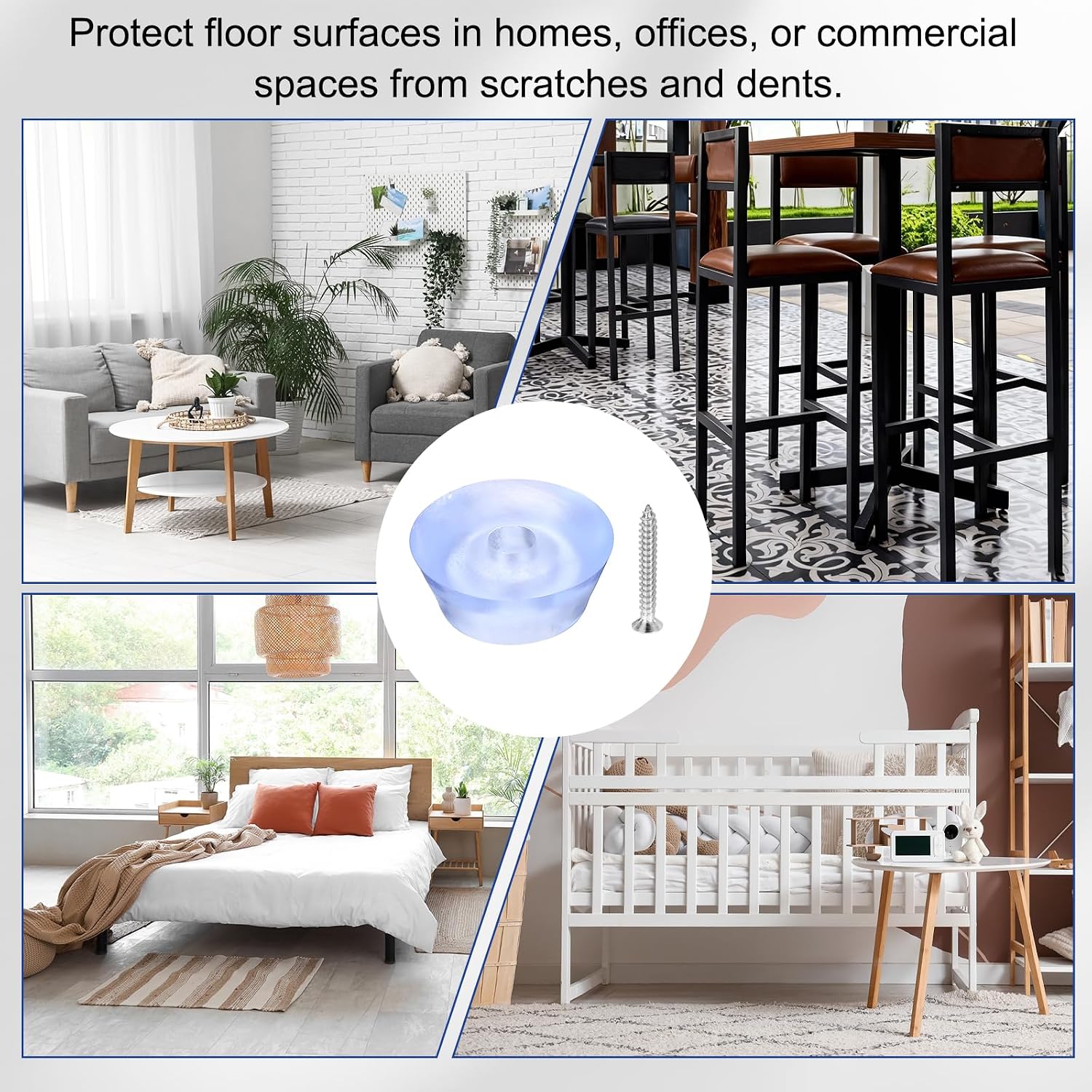 uxcell 12 Pcs Screw-On Furniture Pads, Soft PVC Non Slip Feet, 1.06" W x 0.45" H Feet Covers Chair Bumpers Pads Chair Leg Caps for Chair, Table, Desk, Sofa, Clear