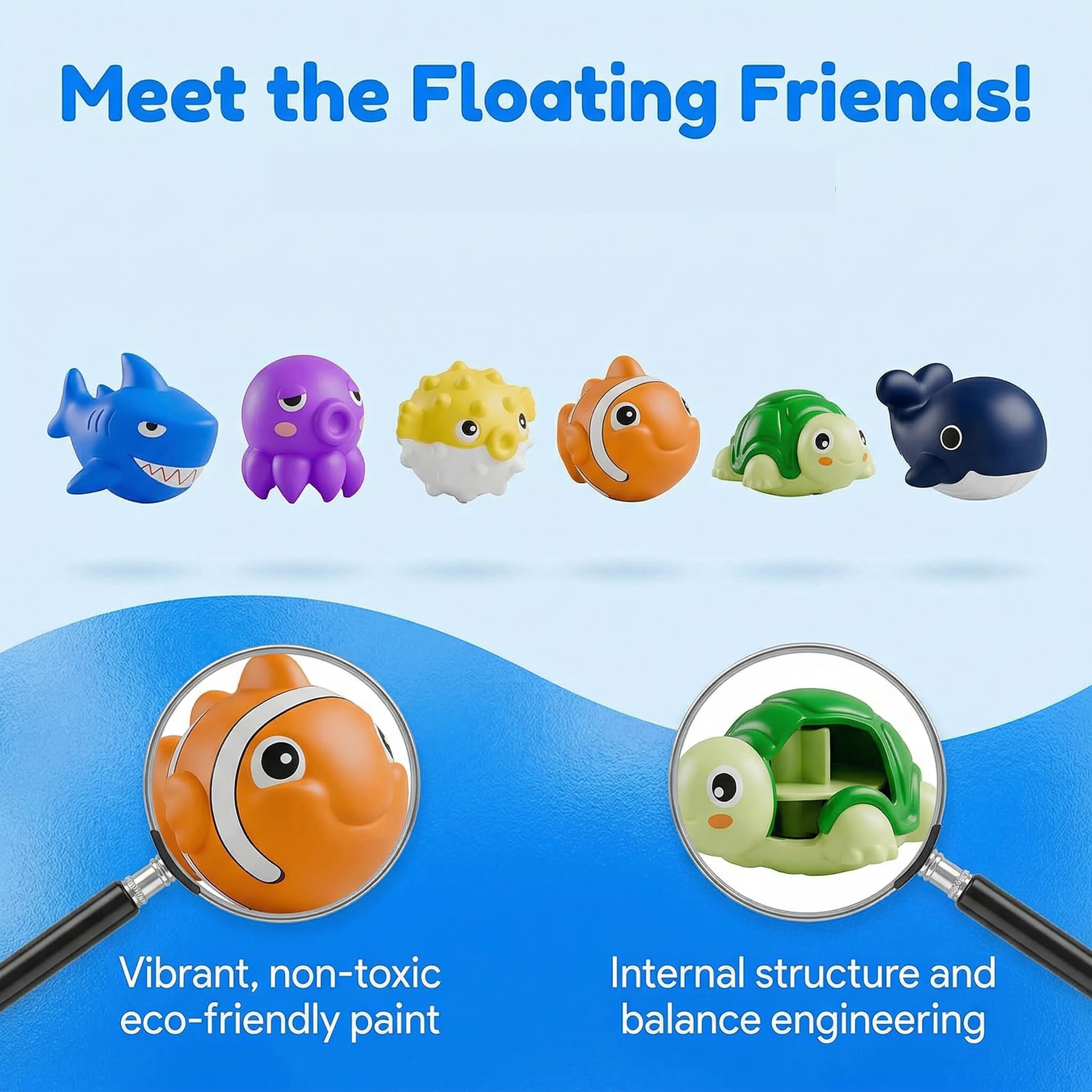 Pool Diving Toys for Kids, Underwater Dive Rescue Toys, Underwater Sinkies for Kids Swimming with Floating Animals & Weighted Cages, Seek And Splash Pool Game Set for Boys Girls (Mix)
