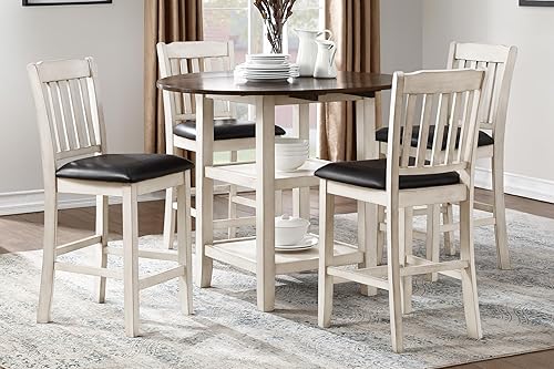 Miniatura 6 de Set of 2 Counter Height Dining Chairs with Faux Leather Seat - Kitchen Table Seating Furniture for Room Living Room Bedroom,White-4pcs