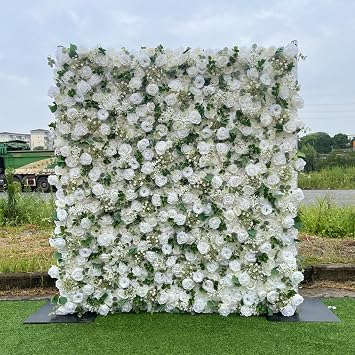 Handmade 3D White Peony Wall Background Wall, Artificial Fake Flower Wall, Wedding Decoration Hotel Background Decoration Fabric Background Flower Art2x2m