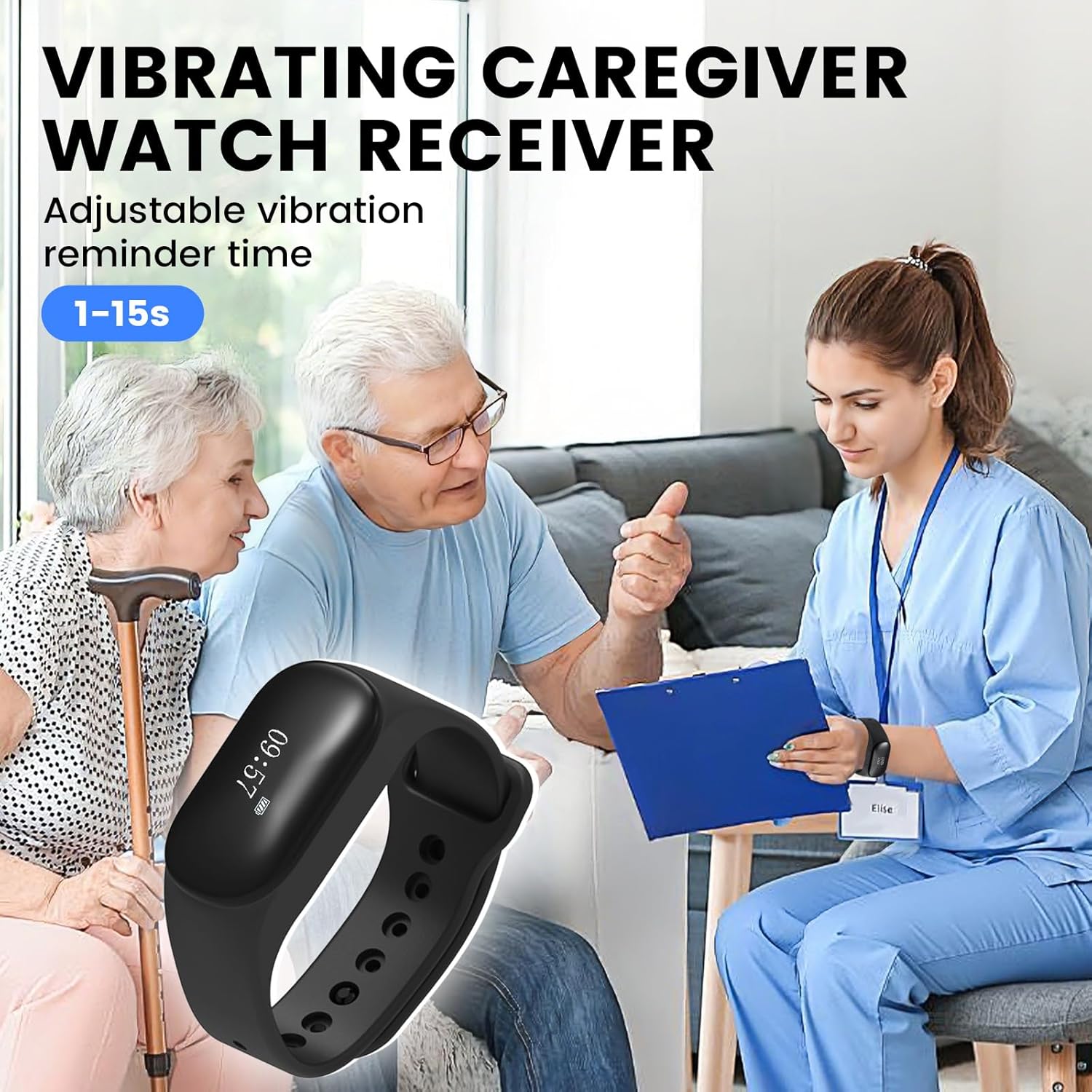 Nurse Call System with 10 Alert Emergency Call Buttons,2 Wrist Watch Receivers and 1 Display Receiver Wireless Caregiver Pager Calling System,1000ft, for Medical Clinic Nurses Station