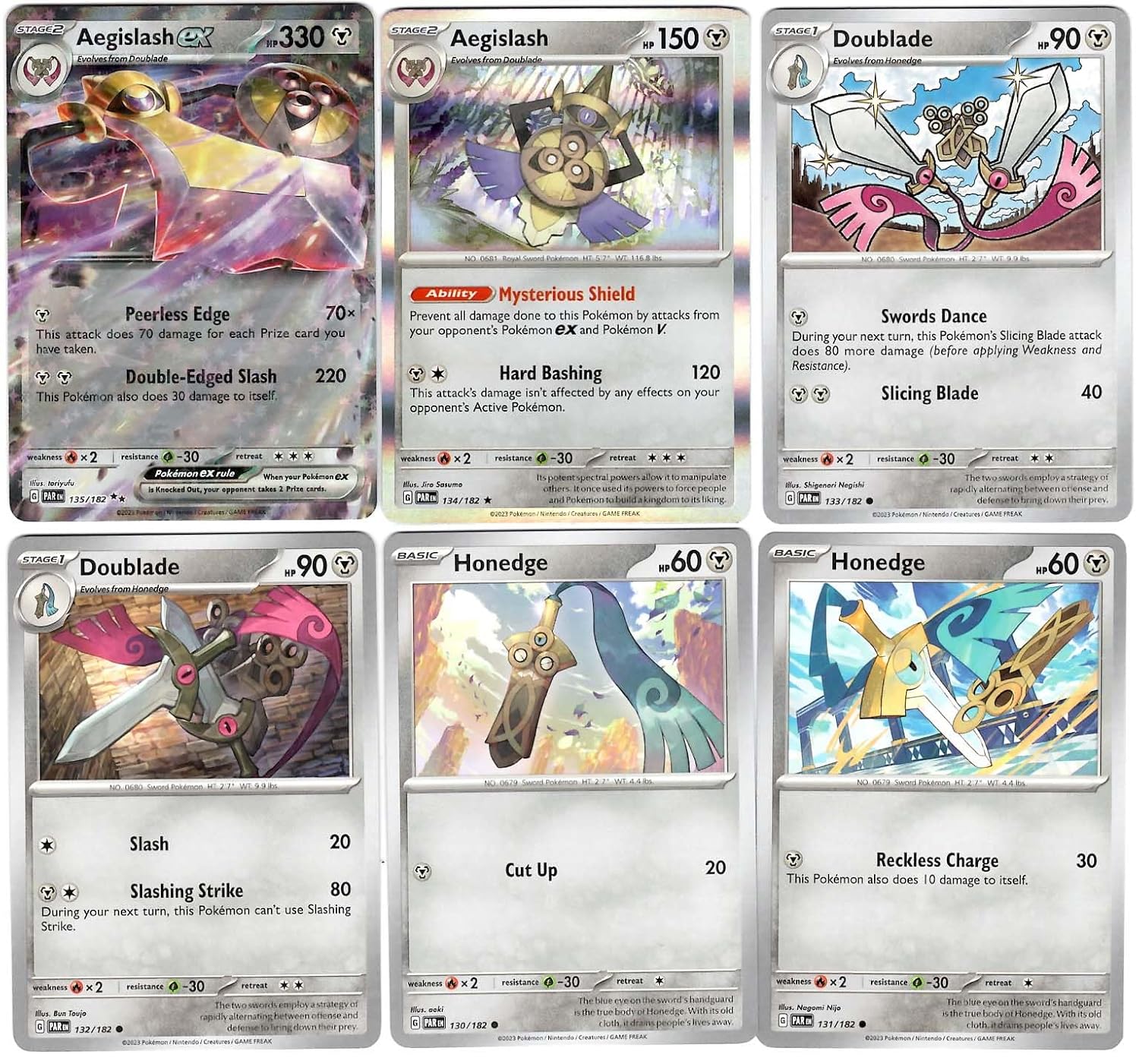 Aegislash ex - 135 182 - Paradox Rift - Double Rare - Pokemon 6 Card Lot