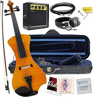 Electric Violin Bunnel NEXT Outfit 4/4 Full Size (HONEY) â€” With Carrying Case and Accessories - Headphone Jack - Piezo Ceramic Pick-Up - from Kennedy Violins