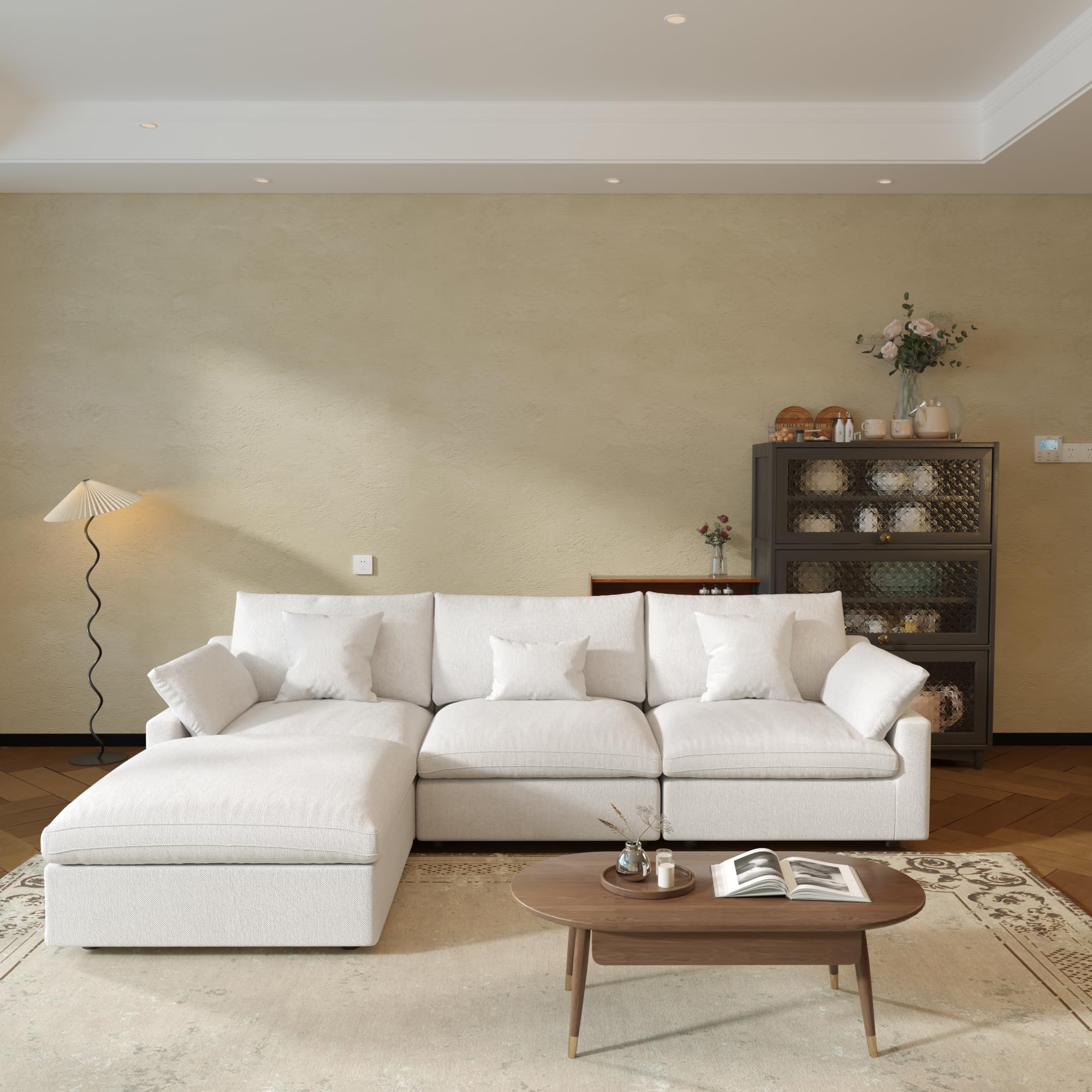 JACH L-Shaped Sectional Couches for Living Room, Cloud Sectional Couch with Deep Seat, Modular Sectional Sofa with Chaise, Covers Removable & Washable