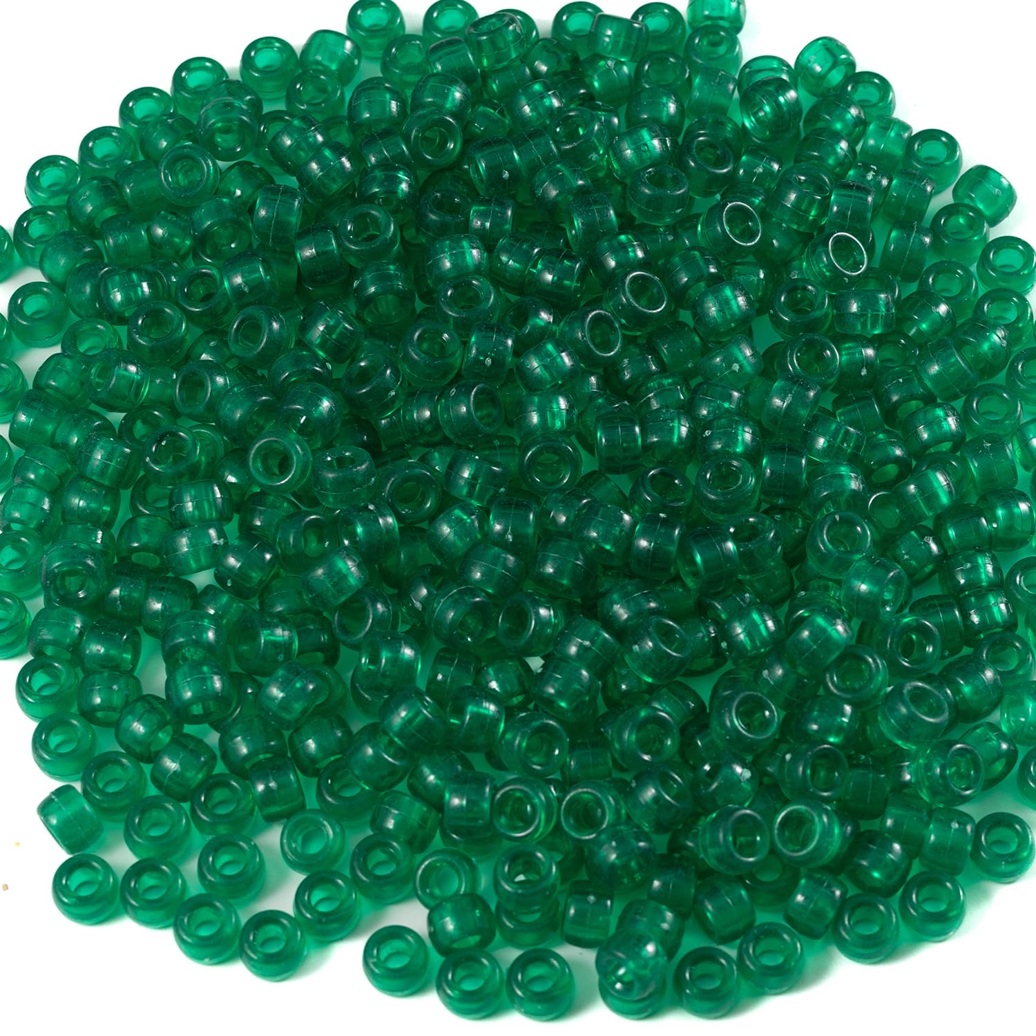 Gxueshan 1000 Pcs Acrylic Transparent Green Pony Beads 6x9mm Bulk for Bracelet Necklace Jewelry Making Earring Hair Braiding for Bracelets Making Plastic Beads