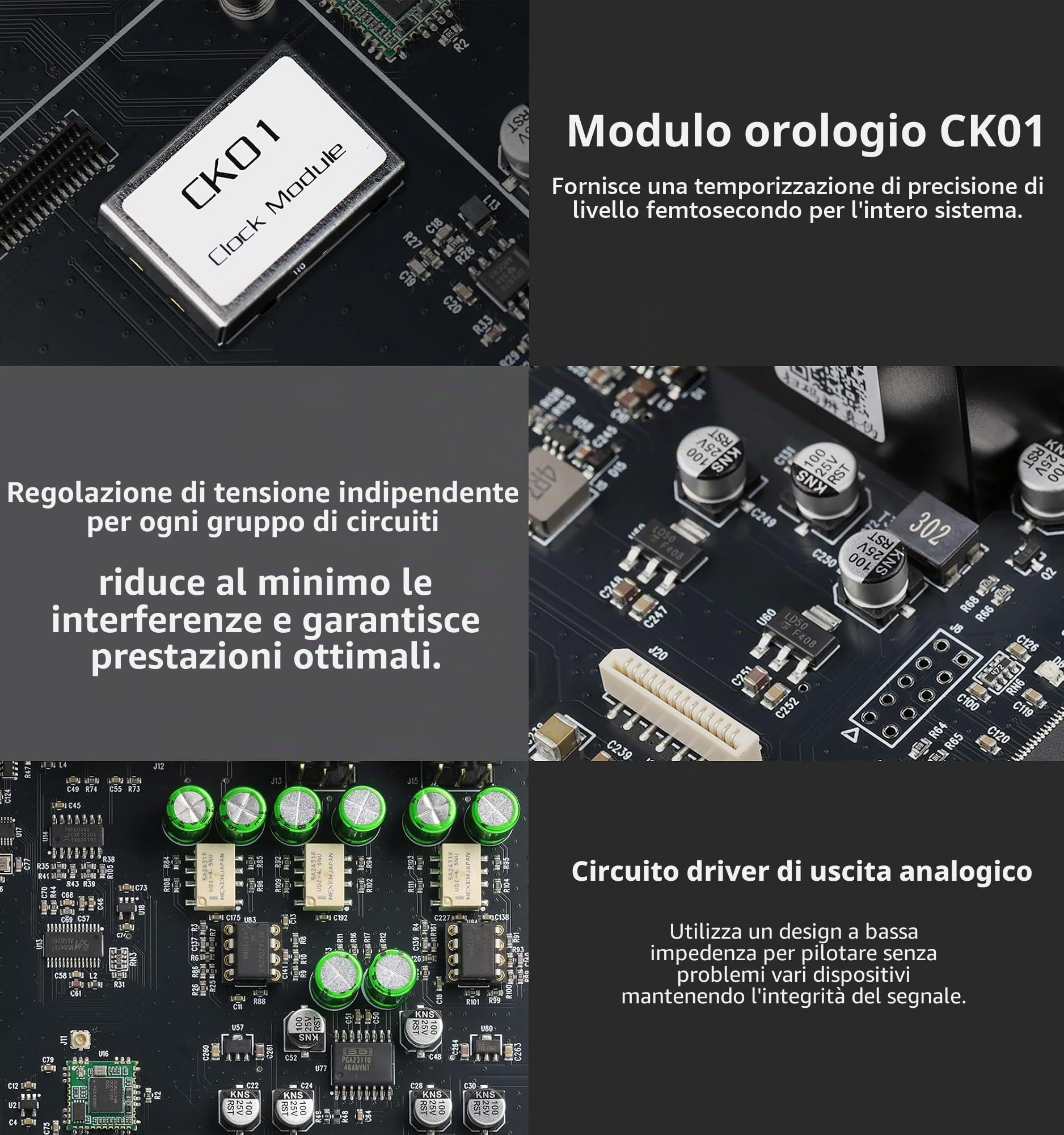 GUSTARDA AUDALYTIC DR70N R2R Streaming DAC – Bridge Audio di Rete Domestica Streaming CK-01 Clock Native 1-Bit-DSD-Convertitore D/A DSD512&PCM768kHz (Argento)