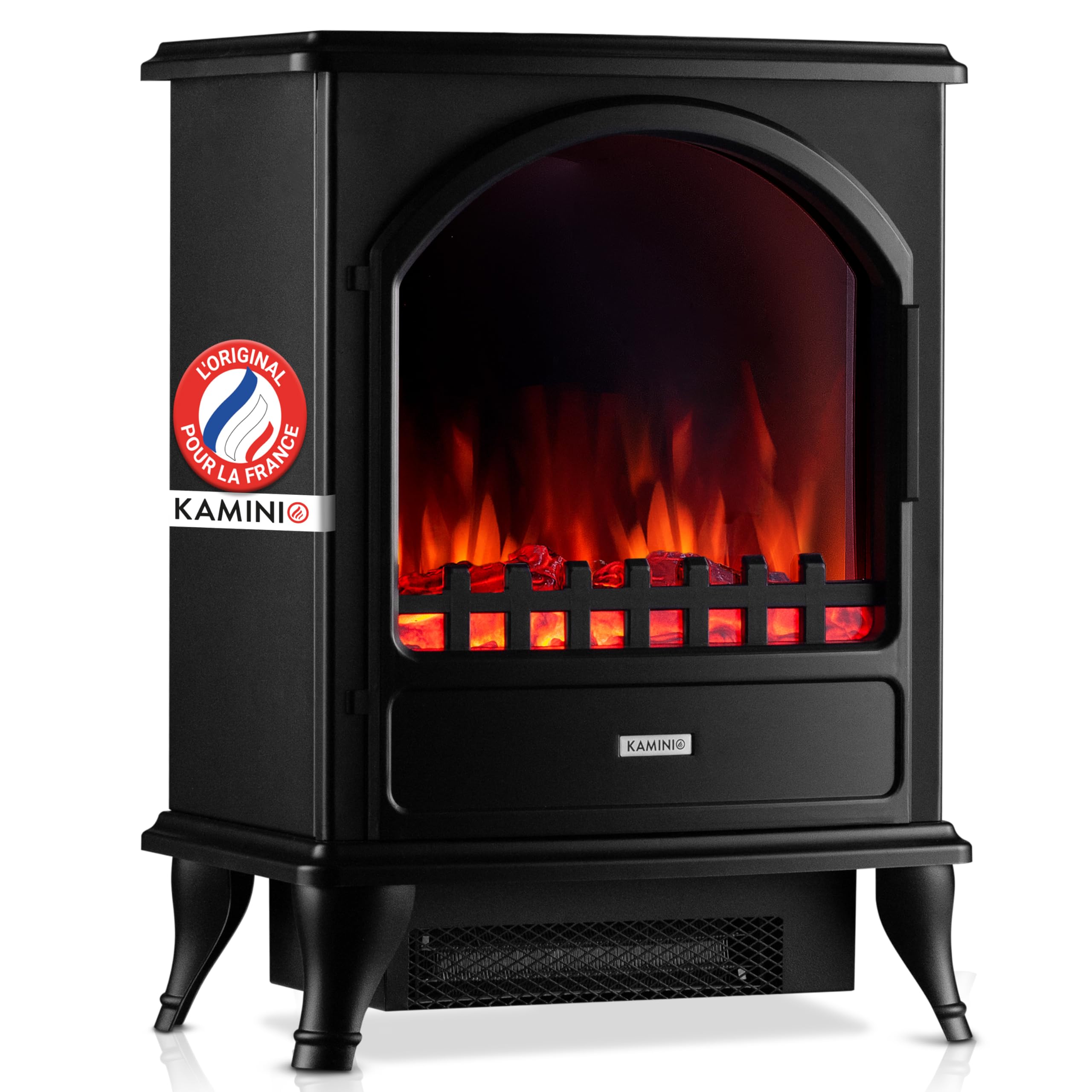 KAMINIO Cheminée électrique Leni - Poêle électrique avec Chauffage, Effet de Flamme 3D (Noir)