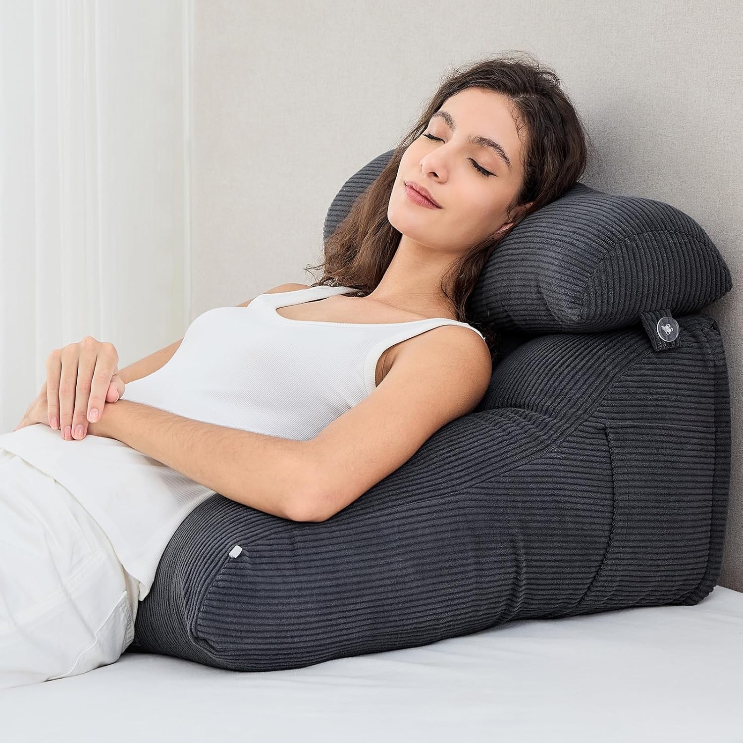 Sasttie Wedge Pillow Set 2PCS Reading Pillow for Sitting Bed Wedge Pillow Headborad for Sleeping After Surgery Acid