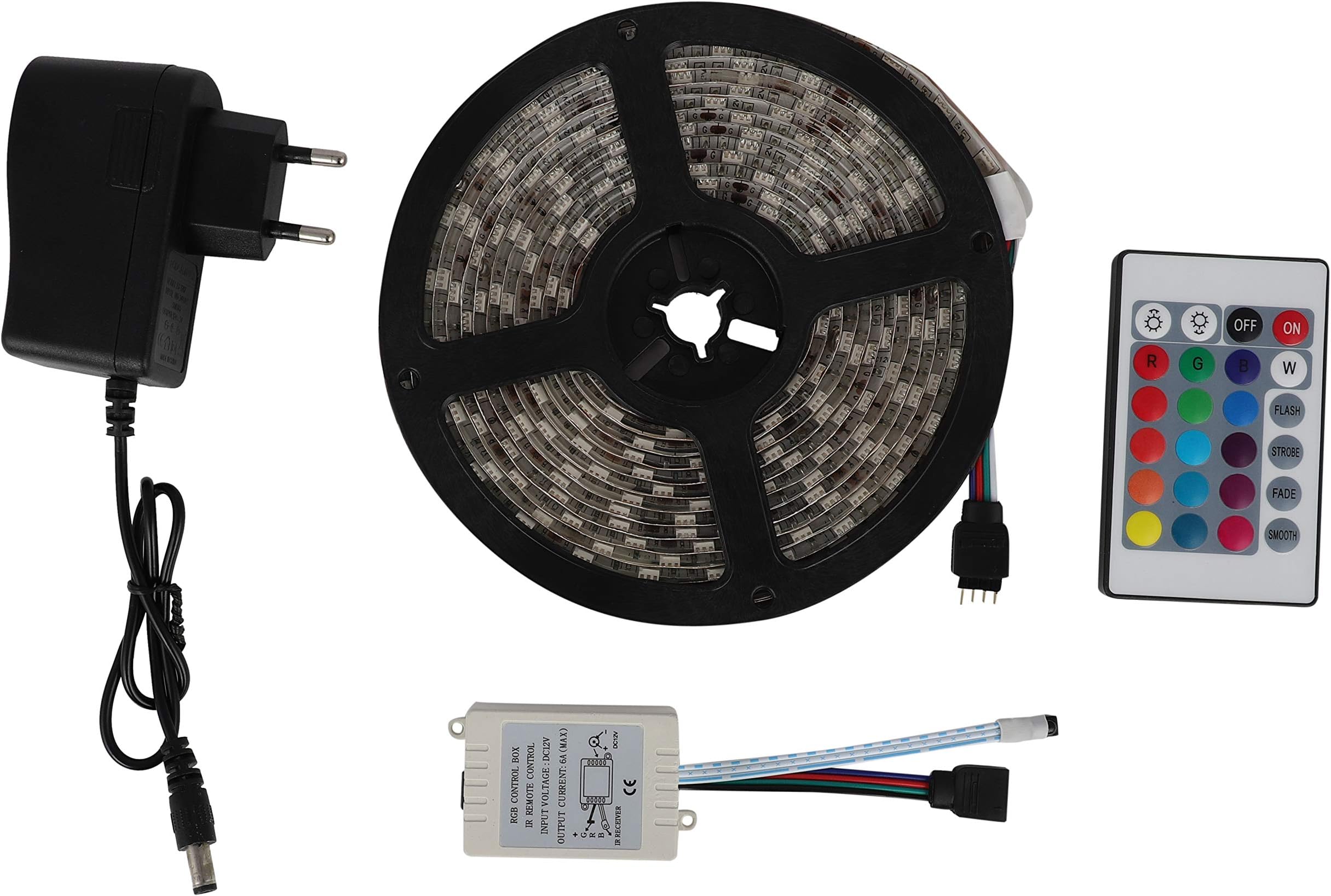Silicone 5050 WP RGB 5 Meter 300LED Set with Remote and Sensor and 12 W Adapter (Multicolour)