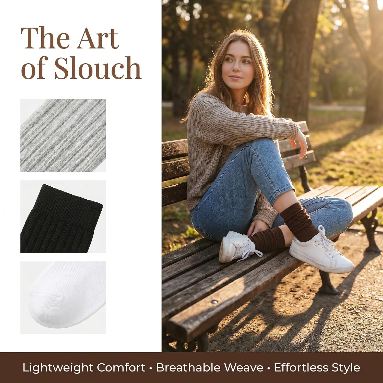 4 Pairs Slouch Socks for Women,Thin Breathable Knee High Boot Socks,Lightweight Scrunchy Chunky Leg Warmers,Cute Casual Socks for Summer & Daily Wear