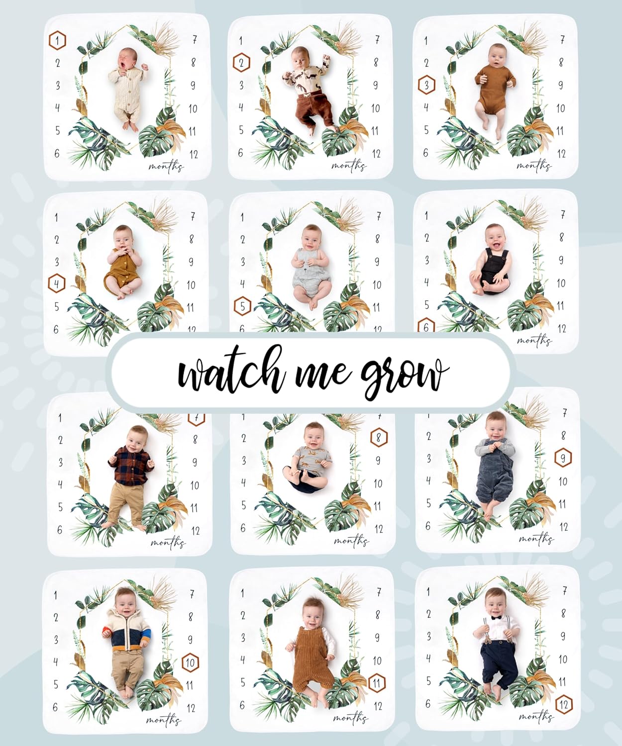 Baby Monthly Milestone Blanket for Boys and Girls - Soft Thick Fleece 46"x46" - Perfect Photo Growth Chart for First 12 Months - Extra Cozy for Pictures, Creating Monthly Memories - Tropical Design - Image 5