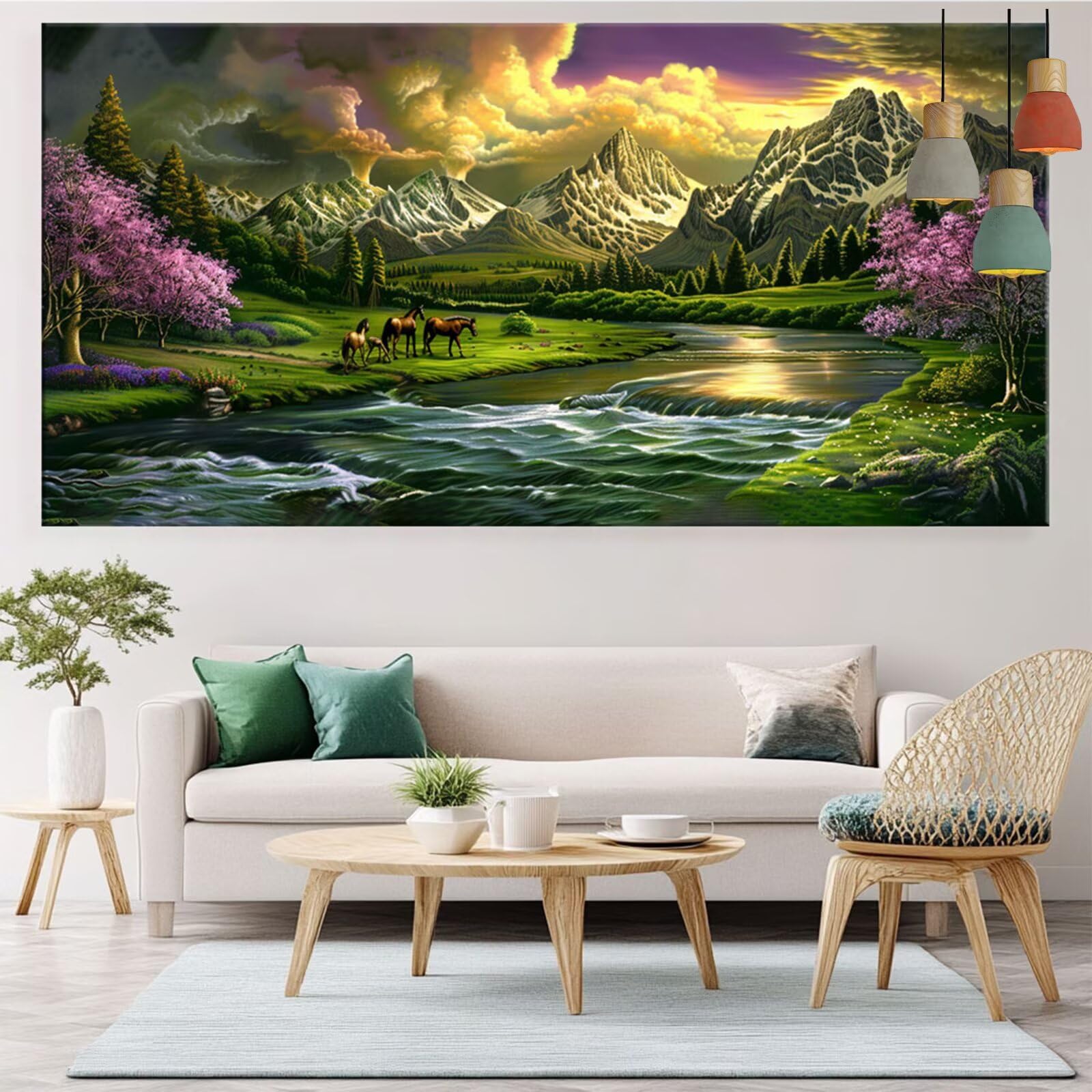 Diamond Painting Landschaft Diamond Painting Erwachsene Berg Bastelset Kinder ab 6 Jahre Mosaikherstellung Kreatives Geschenke für Mädchen Anfänger, Kreuzstich Arts Craft Zimmer Deko 70x140cm Y5-987