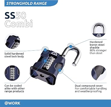 Squire Locks SS50 High Security Combination Padlock, Black