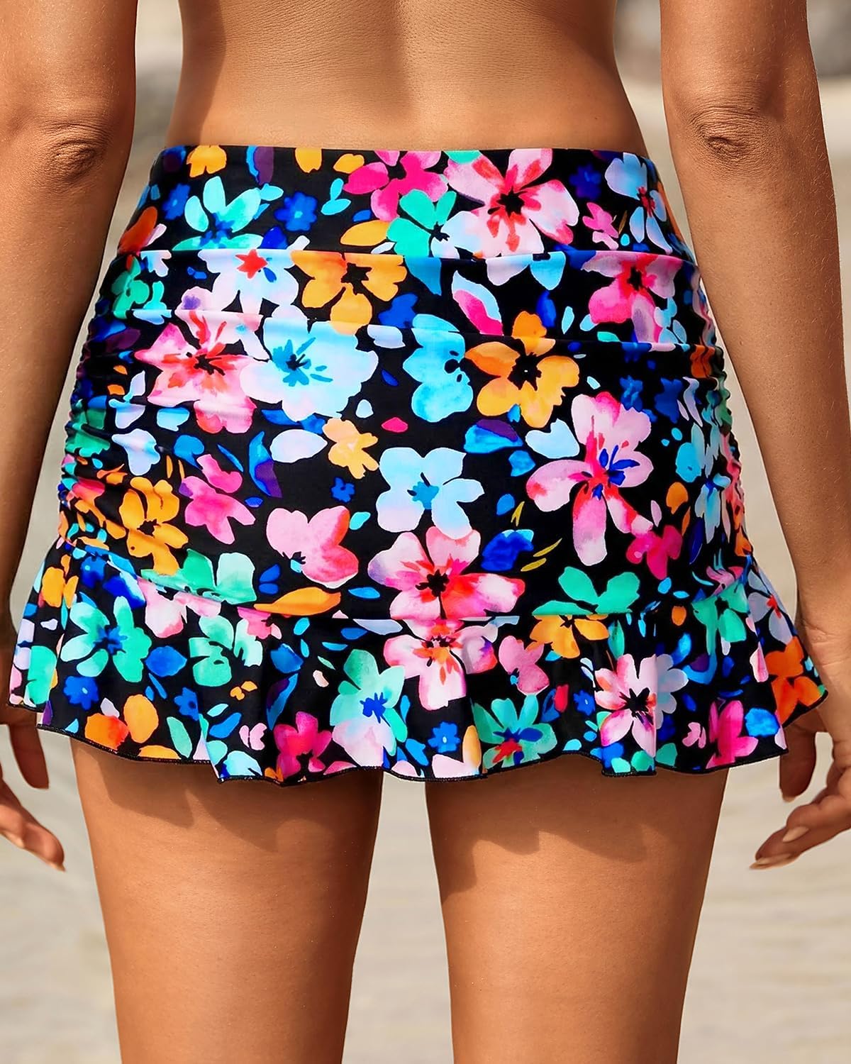 Tempt Me Women Ruched Ruffle Swim Skirt - 2025 Mid Rise Tummy Control Bikini Swimsuit Bathing Suit Skirt Bottom