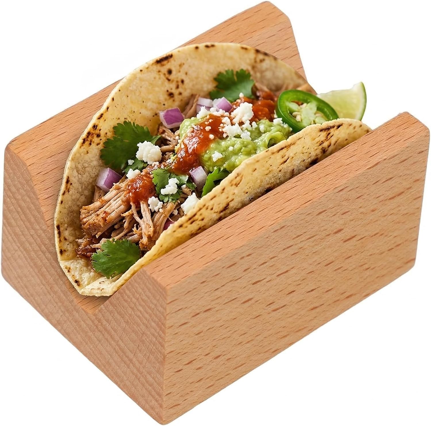 Veemoon Wooden Sushi Display Rack, Single Taco Holder Tray Table Taco Stand Plates Temaki Hand Roll Taco Serving Plate Reusable Food Rack Sashimi Platter for Taco Bar Japanese Restaurant Summer Party