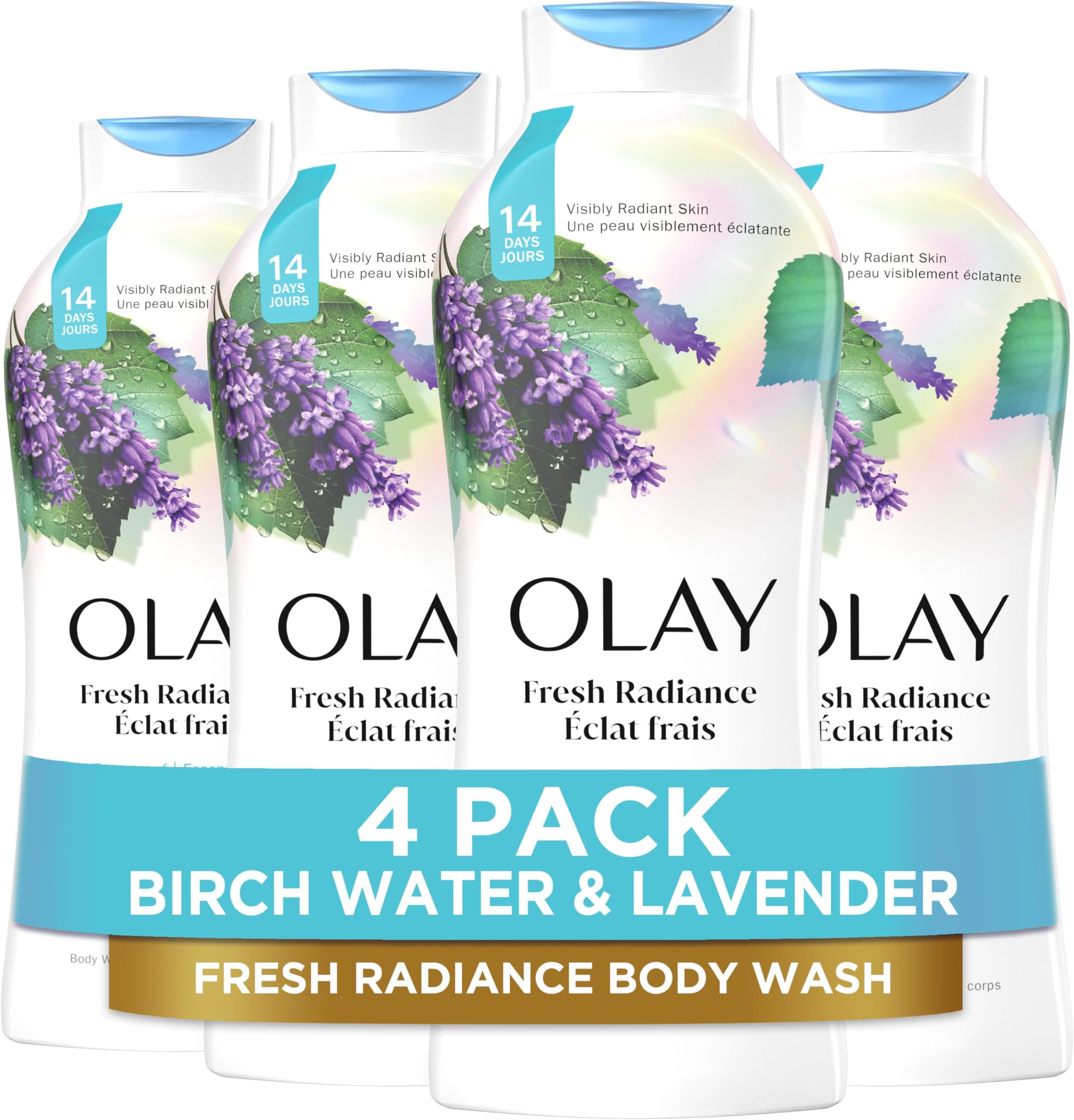 Olay Fresh Outlast Purifying Birch & Lavender Body Wash 22 oz, (4 Count)